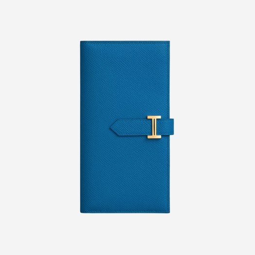 에르메스 베안 장지갑 앱송 & 골드 하드웨어 블루 프랑스