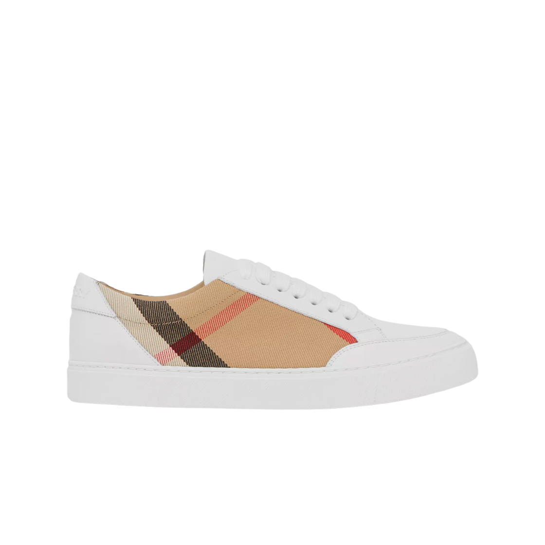 (W) 버버리 하우스 체크 레더 스니커즈 옵틱 화이트((W) Burberry House Check Leather Sneakers Optic White)