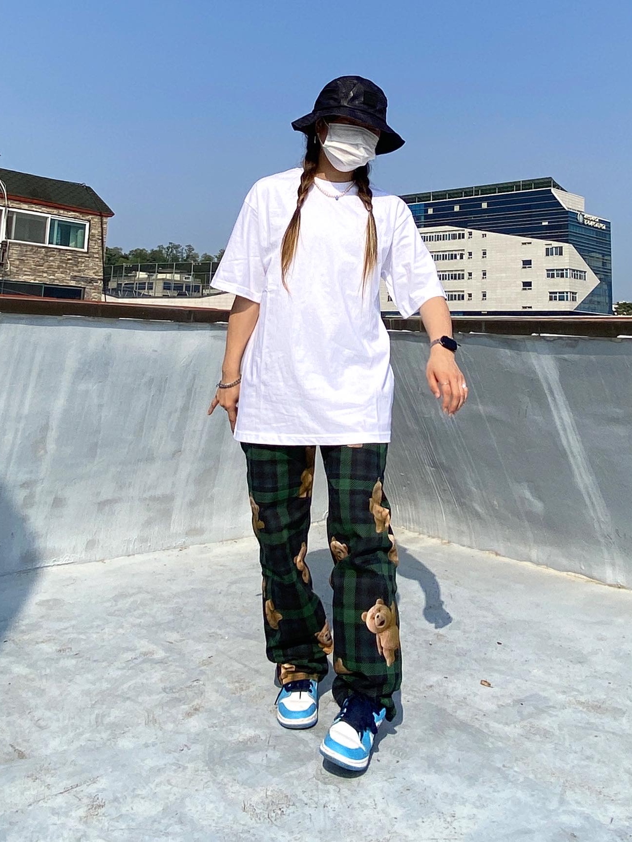 (GS) Jordan 1 Low Dark Powder Blue 착용 스타일 - 3