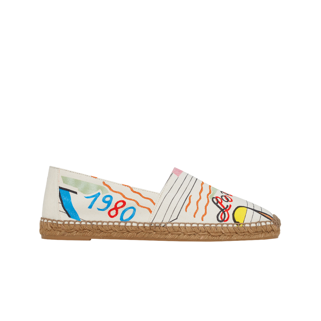 (W) 생로랑 러브 1980 프린트 캔버스 자수 에스파드리유 멀티컬러((W) Saint Laurent Embroidered Espadrilles in Love 1980-Pint Print Canvas Multicolor) - 1