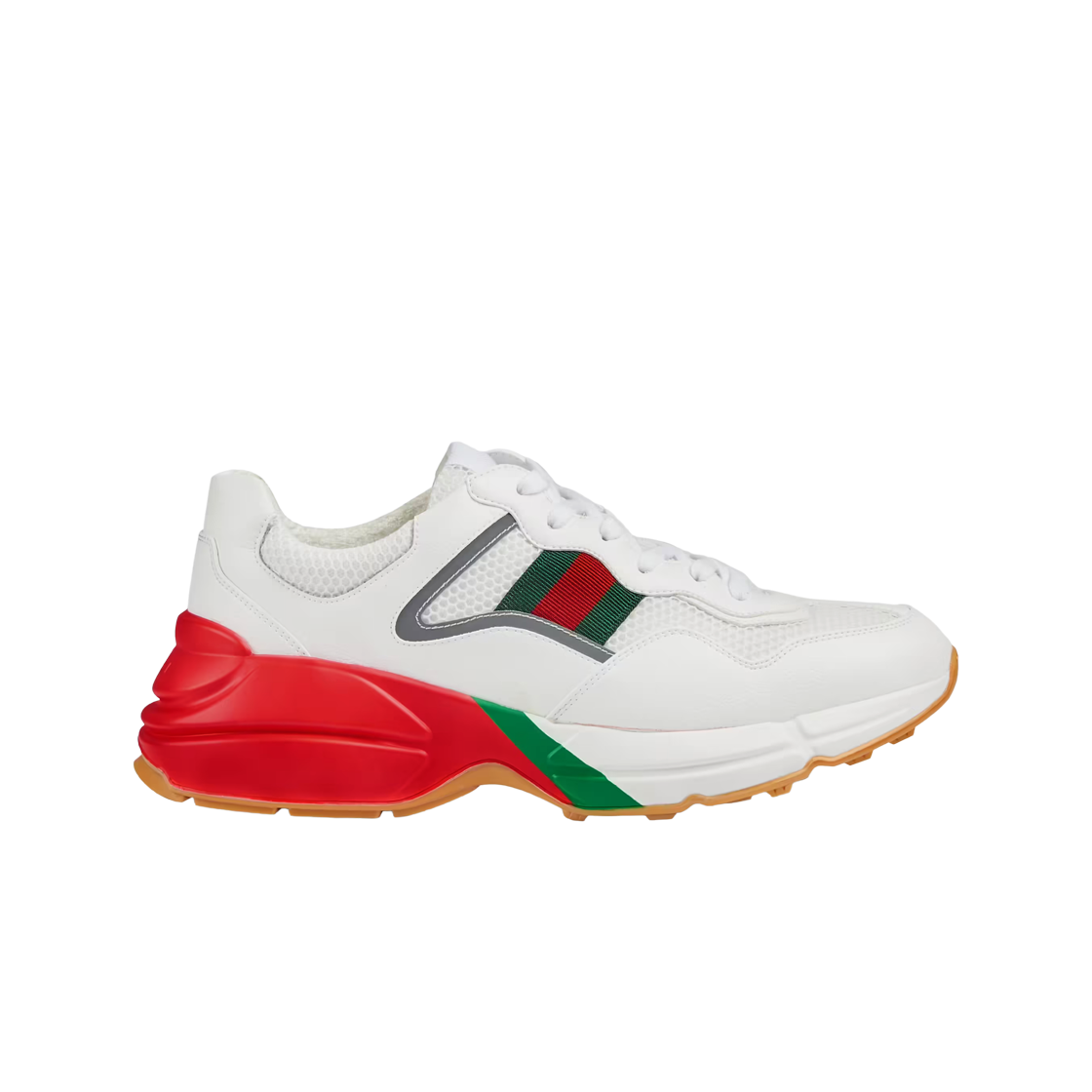 구찌 롸이톤 레더 이펙트 패브릭 스니커즈 화이트(Gucci Rhyton Leather Effect Fabric Sneakers White)