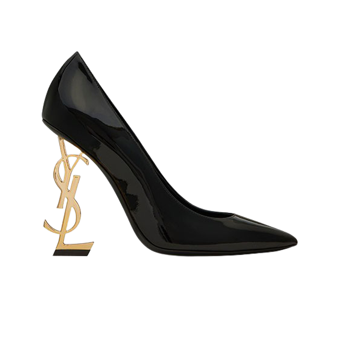 (W) 생로랑 페이턴트 레더 골드 톤 힐 오피움 펌프스 블랙((W) Saint Laurent Opyum Pumps in Patent Leather with Gold Tone Heel Black)