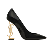 (W) Saint Laurent Opyum Pumps in Patent Leather with Gold Tone Heel Black