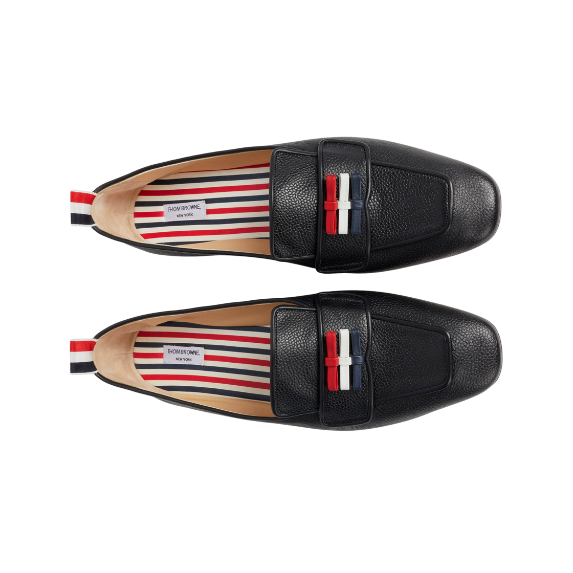 (W) 톰브라운 페블 그레인 레더 플랙서블 레더 솔 3보우 로퍼 블랙((W) Thom Browne Pebble Grain Leather Flexible Leather Sole 3-Bow Loafer Black) - 2