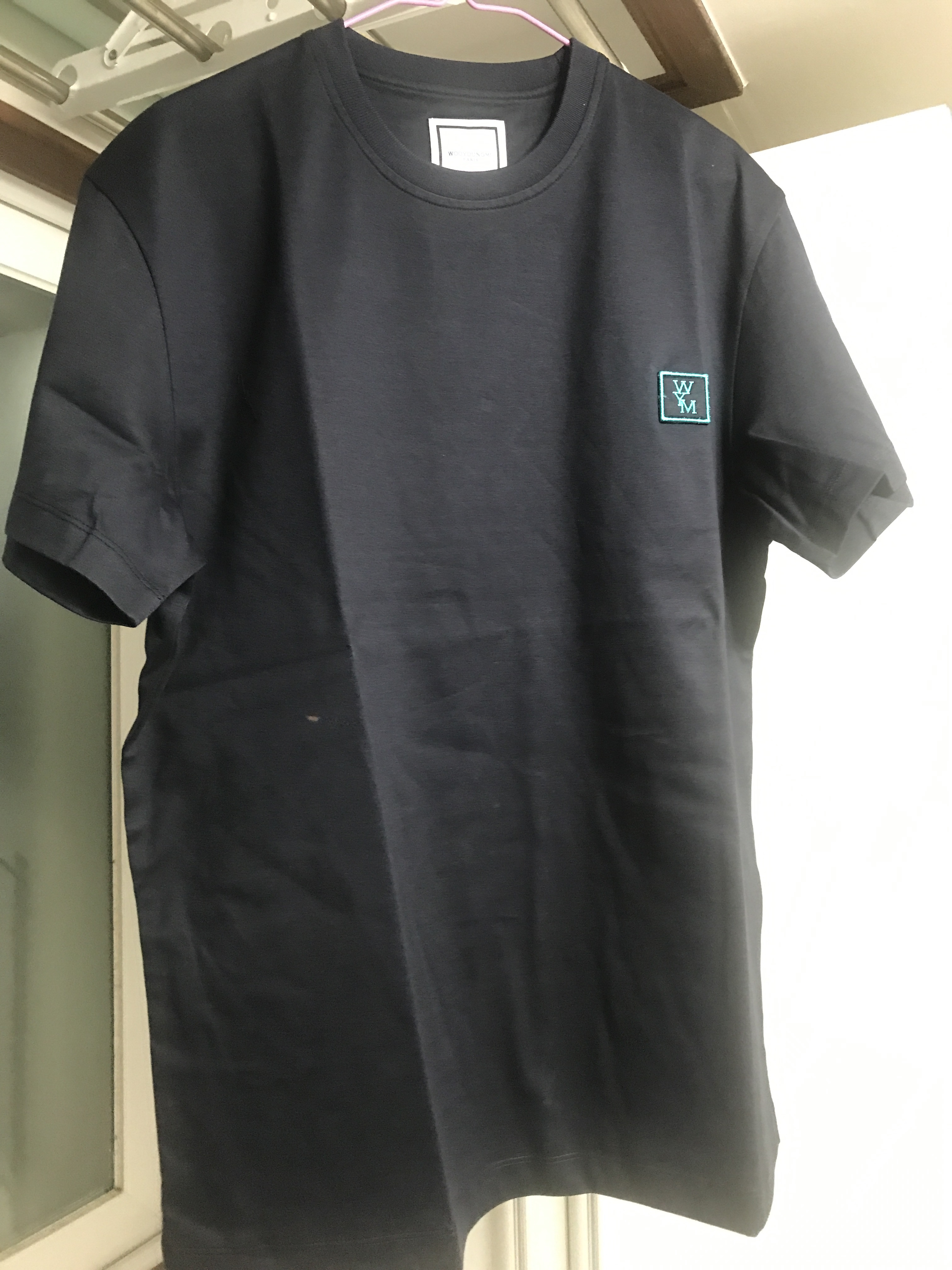 Wooyoungmi Turquoise Back Logo T-Shirt Navy - 22FW 착용 스타일 - 2