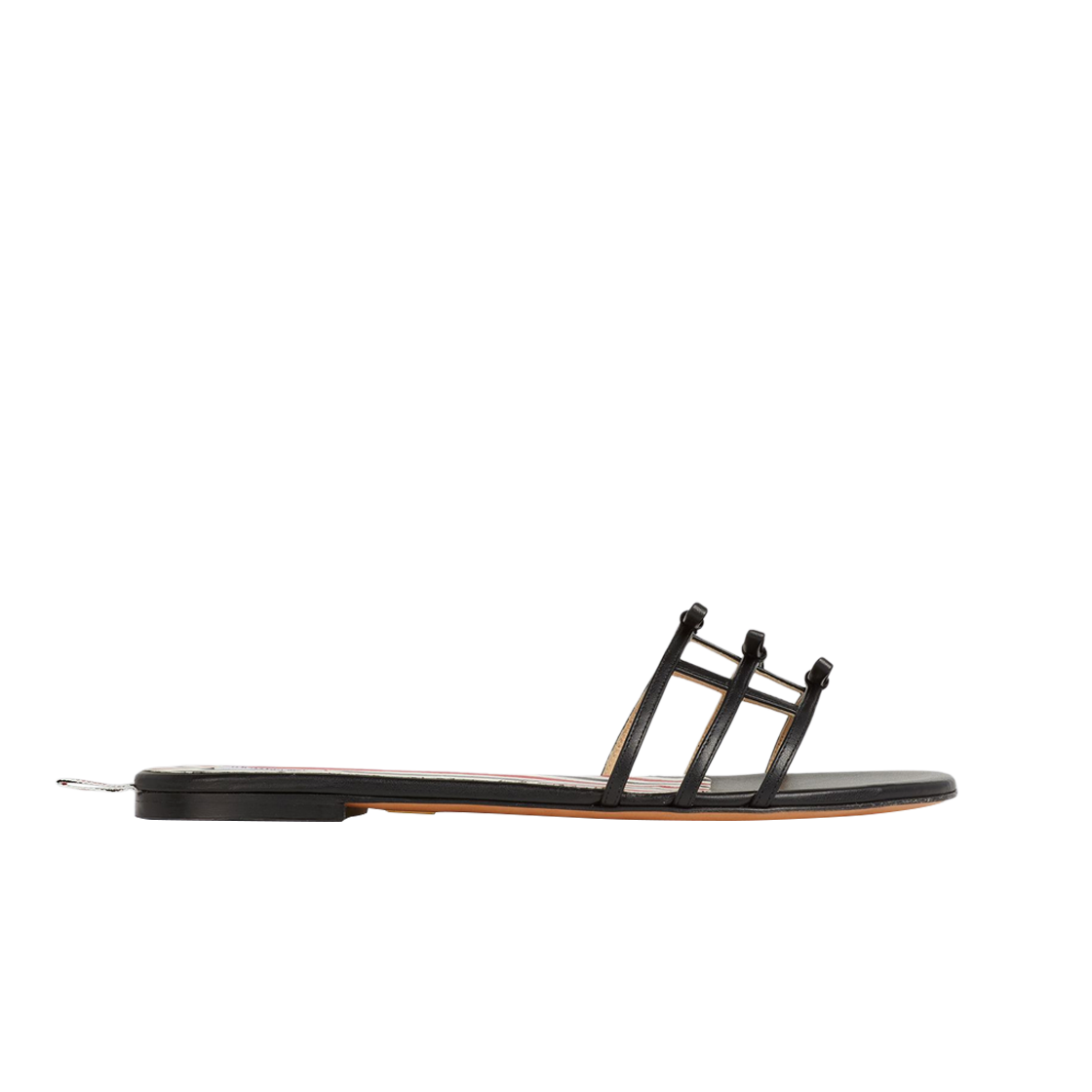 (W) 톰브라운 비텔로 카프 레더 3보우 슬라이드 샌들 블랙((W) Thom Browne Vitello Calf Leather 3-Bow Slide Sandal Black) - 1