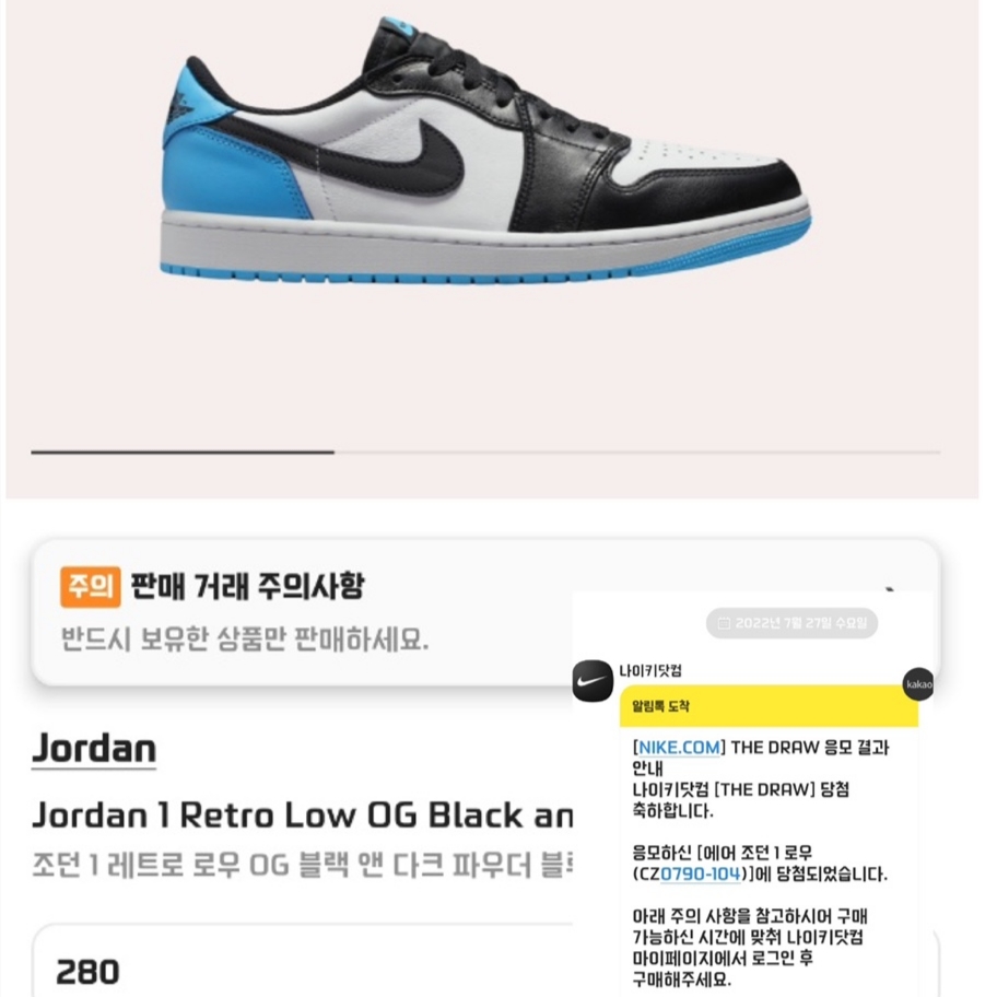 Jordan 1 Retro Low OG Black and Dark Powder Blue 착용 스타일
