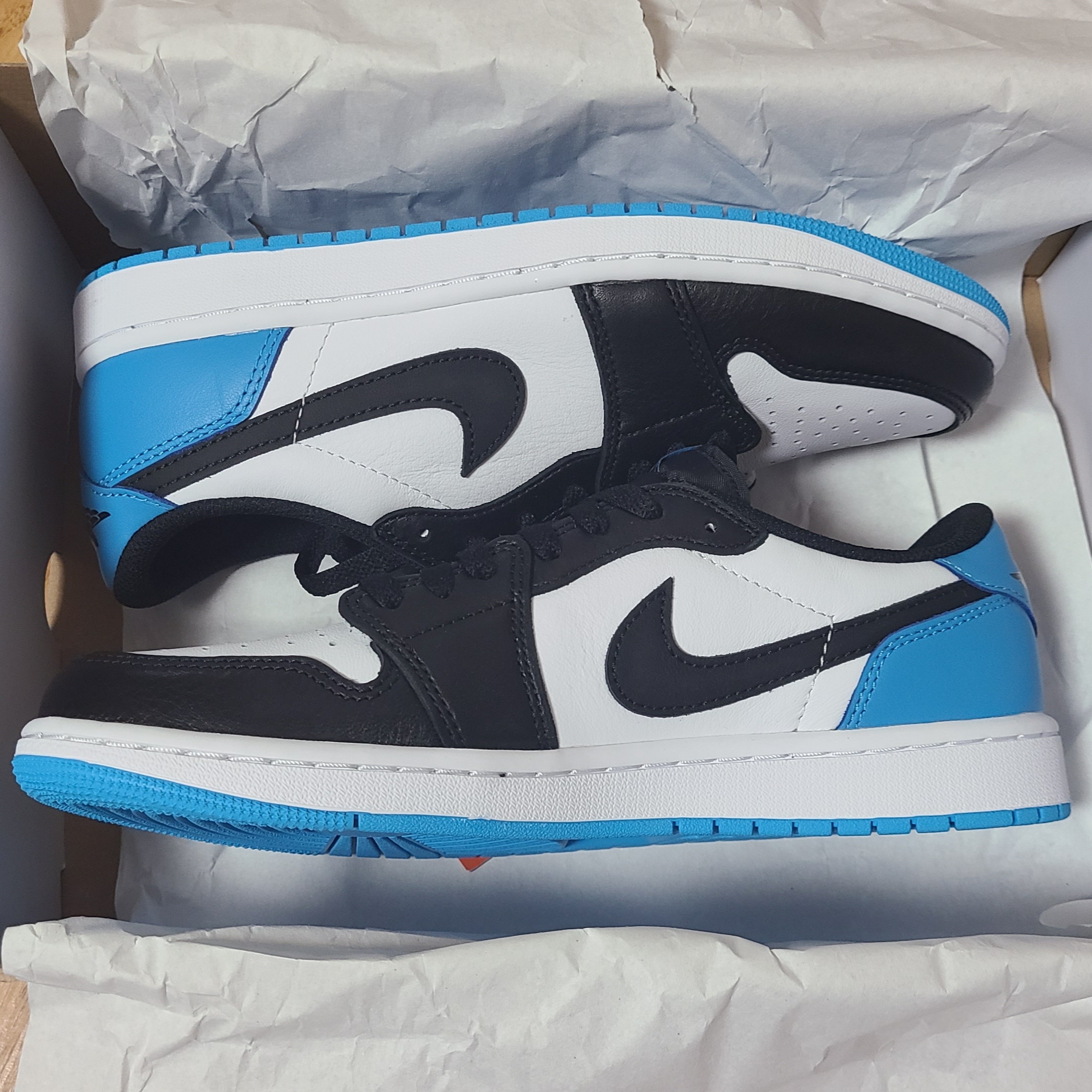 Jordan 1 Retro Low OG Black and Dark Powder Blue 착용 스타일