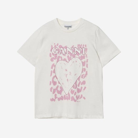 (W) 가니 핑크 레오파드 하트 티셔츠 아이보리