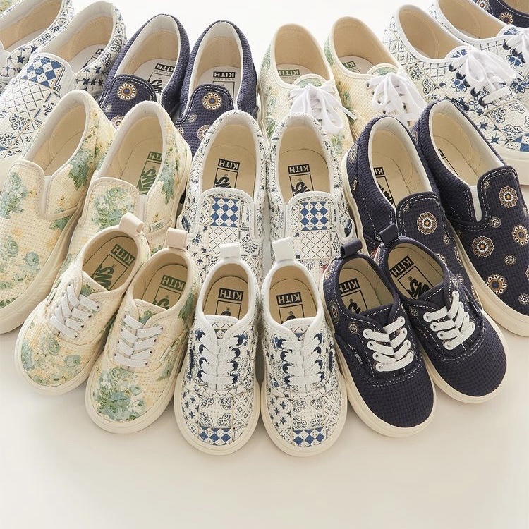 Vans Vault x Kith 10th Anniversary OG Classic Slip-On LX Paisley Gibraltar Sea, Vans Vault x Kith 10th Anniversary OG Classic Slip-On LX Gray Tile 착용 스타일 - 5
