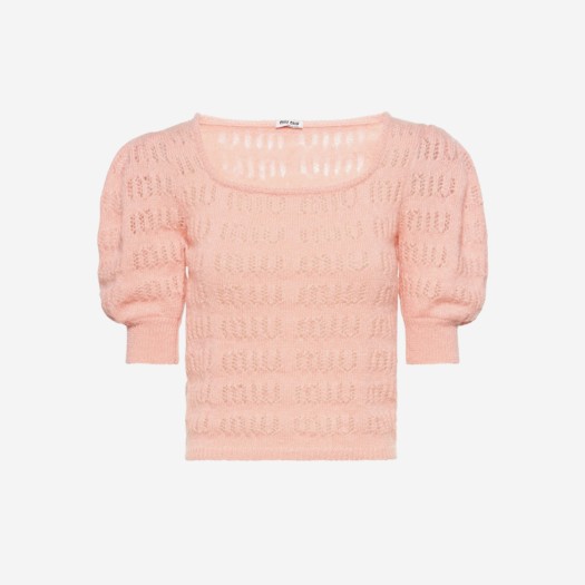 (W) 미우 미우 크롭 모헤어 스웨터 파우더 핑크