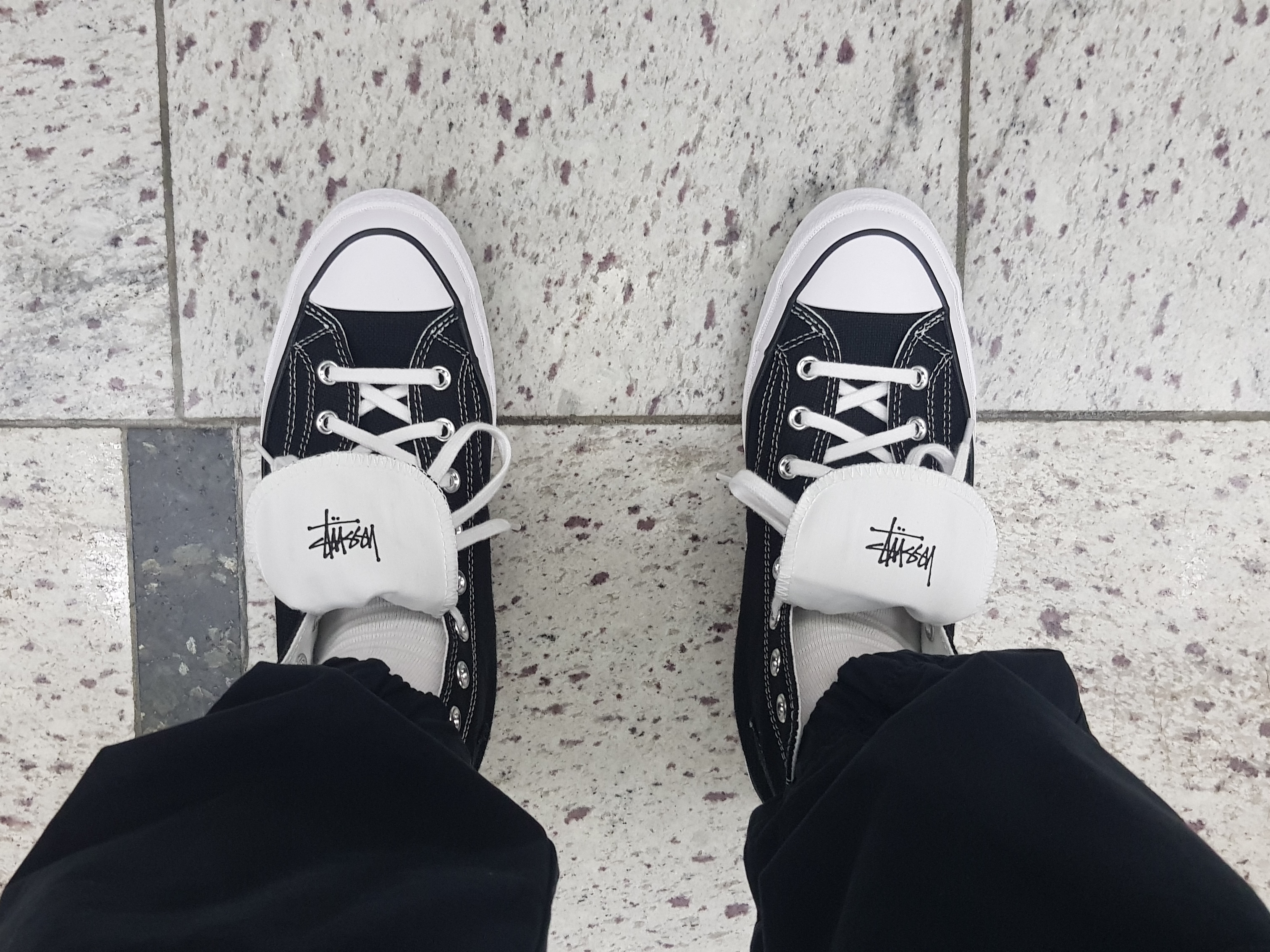 Converse x Stussy Chuck 70 High Black 착용 스타일