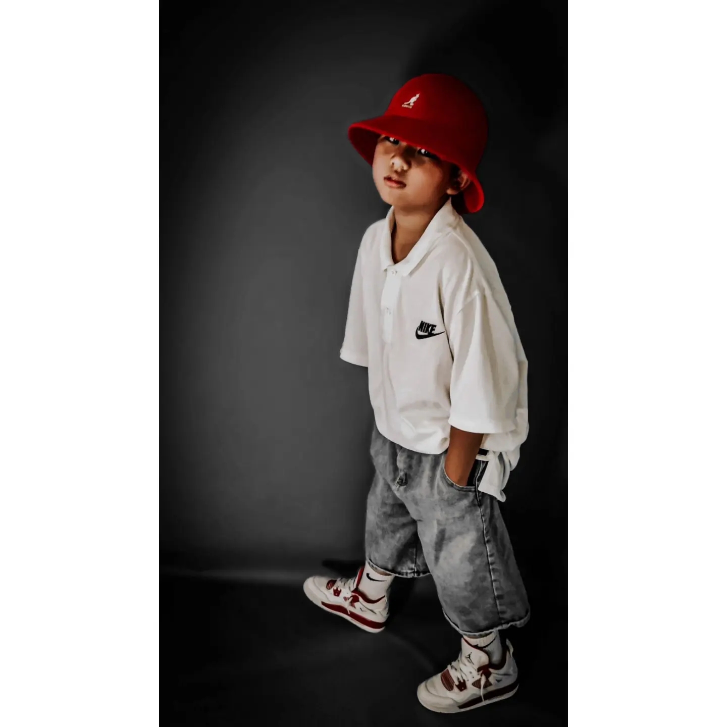 (GS) Jordan 4 Retro Alternate 89, Nike x Stussy Bucket Hat Habanero Red 착용 스타일 - 2