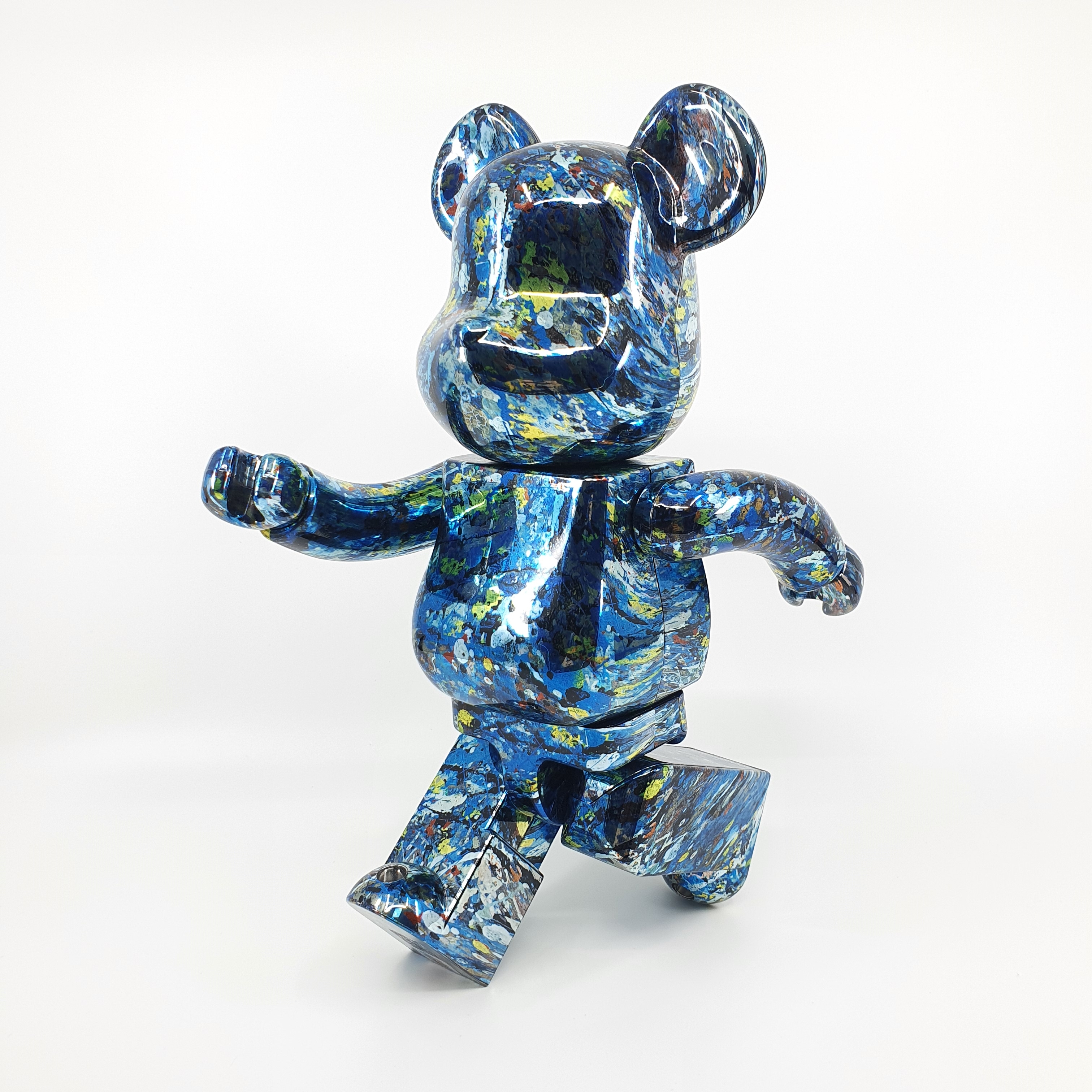 Bearbrick World Wide Tour 3 Jackson Pollock Studio Chrome Ver. 100％ & 400％ Set 착용 스타일