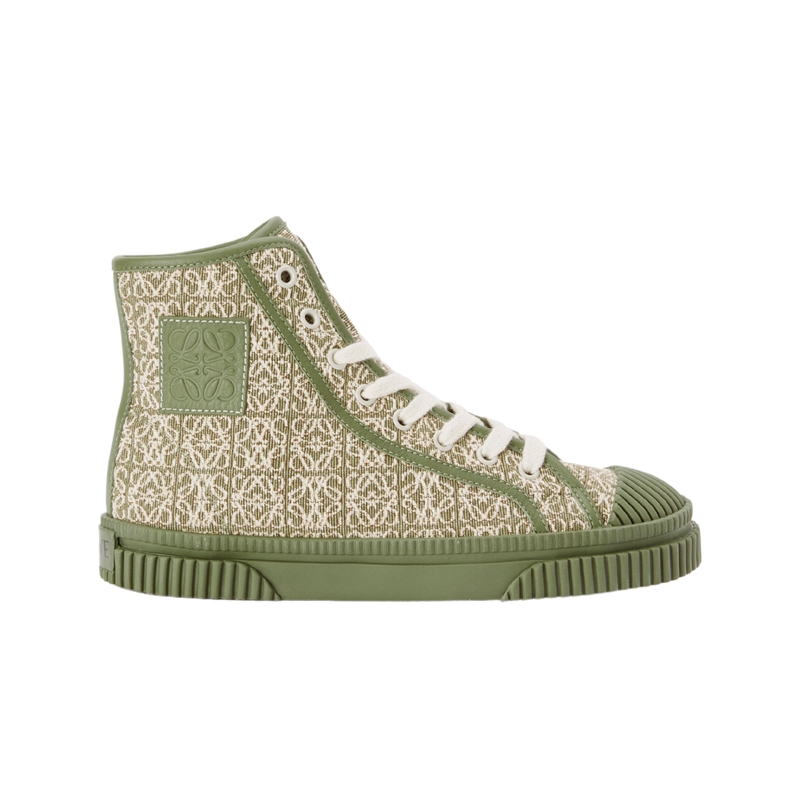 (W) 로에베 자카드 앤 카프스킨 아나그램 하이탑 그린 아보카도 그린((W) Loewe Anagram High Top in Jacquard and Calfskin Green Avocado Green) - 1