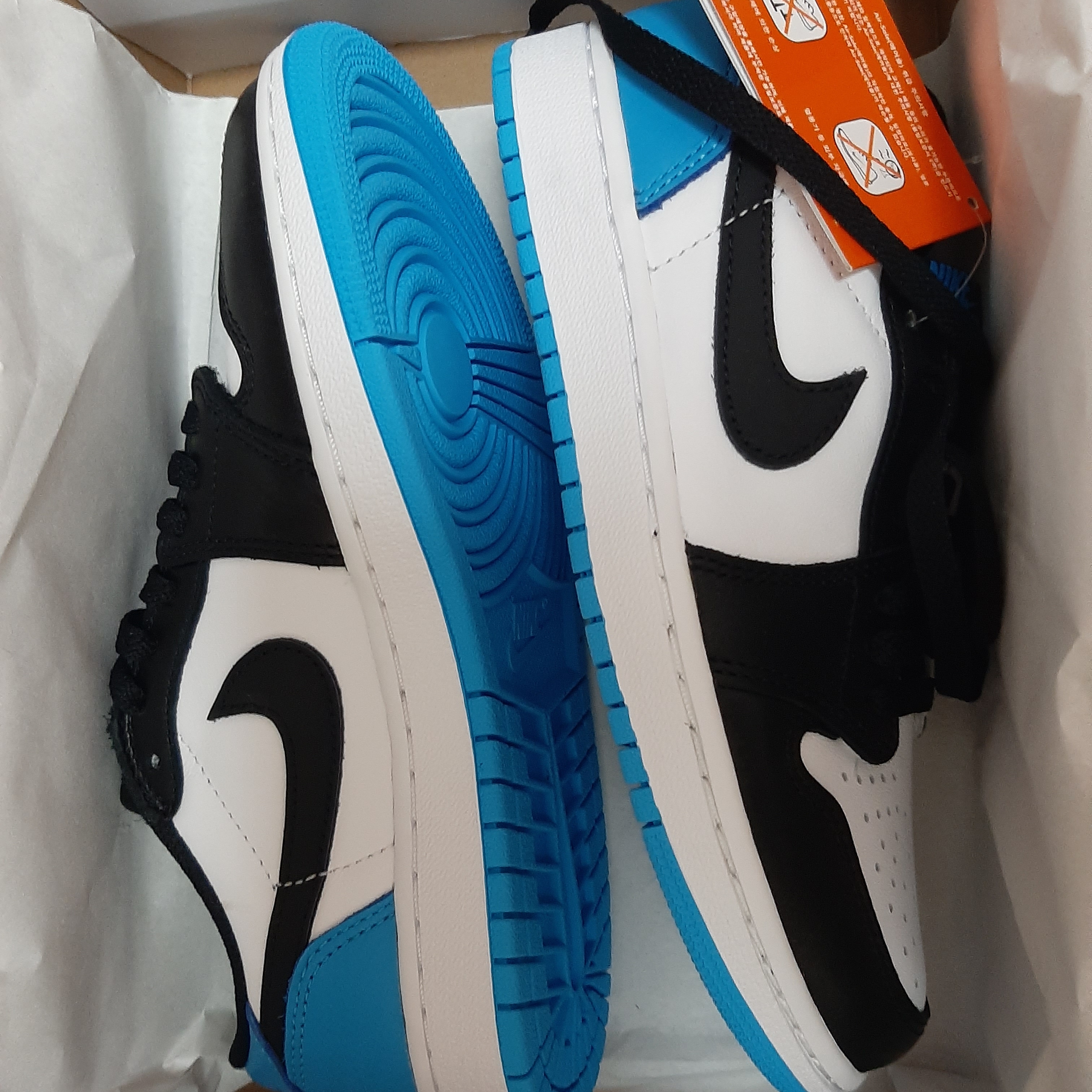 Jordan 1 Retro Low OG Black and Dark Powder Blue 착용 스타일