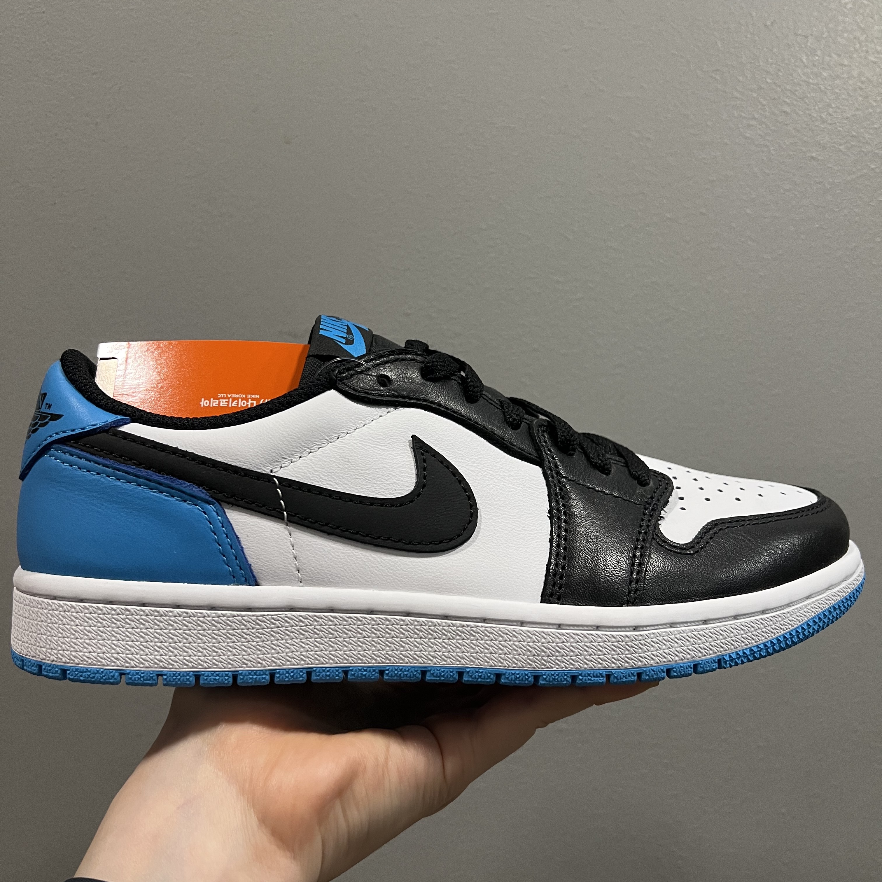 Jordan 1 Retro Low OG Black and Dark Powder Blue 착용 스타일