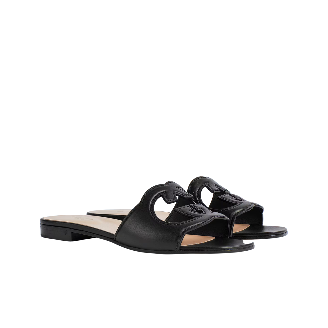 (W) 구찌 인터로킹 G 컷아웃 레더 슬라이드 샌들 블랙((W) Gucci Interlocking G Cut-Out Leather Slide Sandal Black) - 2
