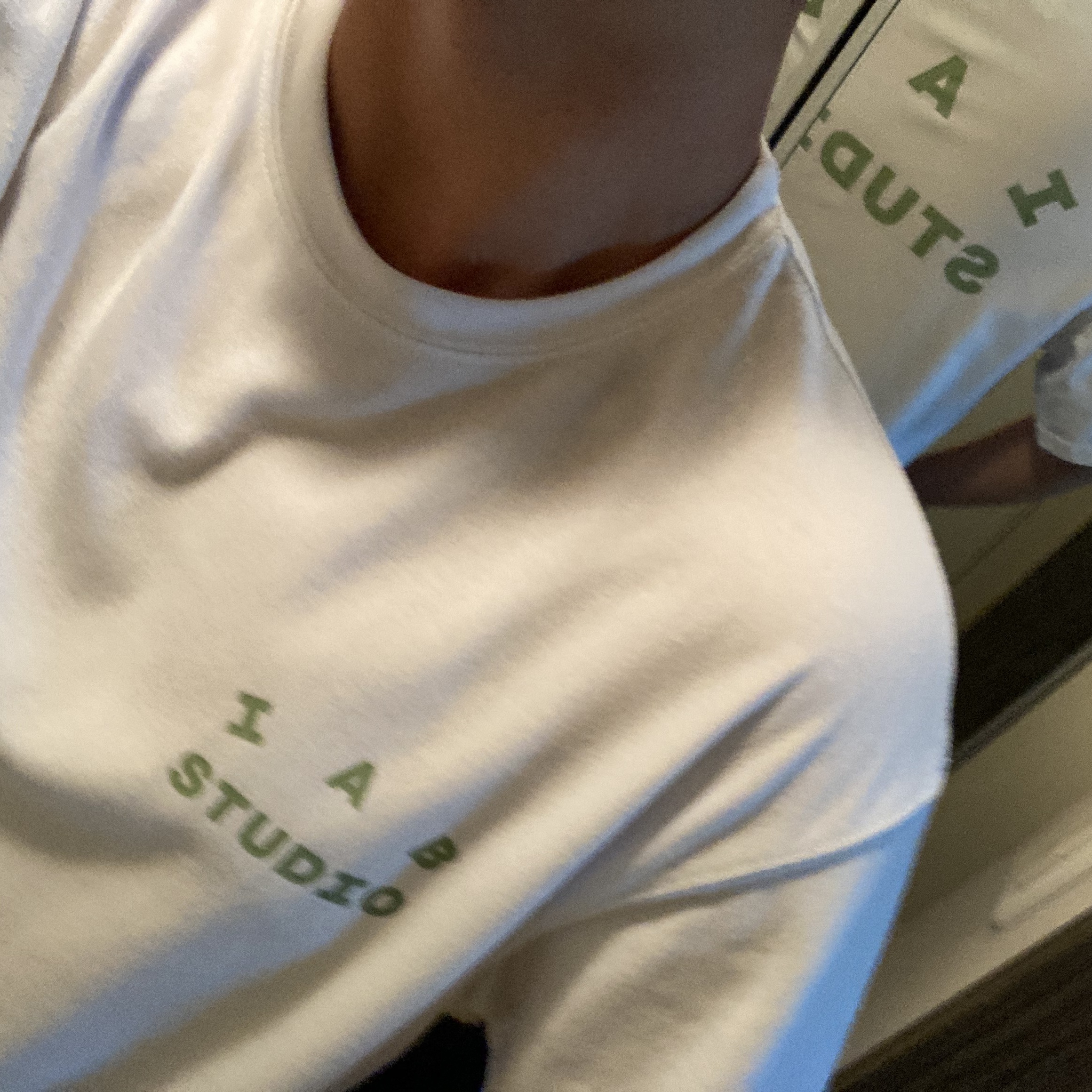 IAB Studio T-Shirt White Light Green 착용 스타일
