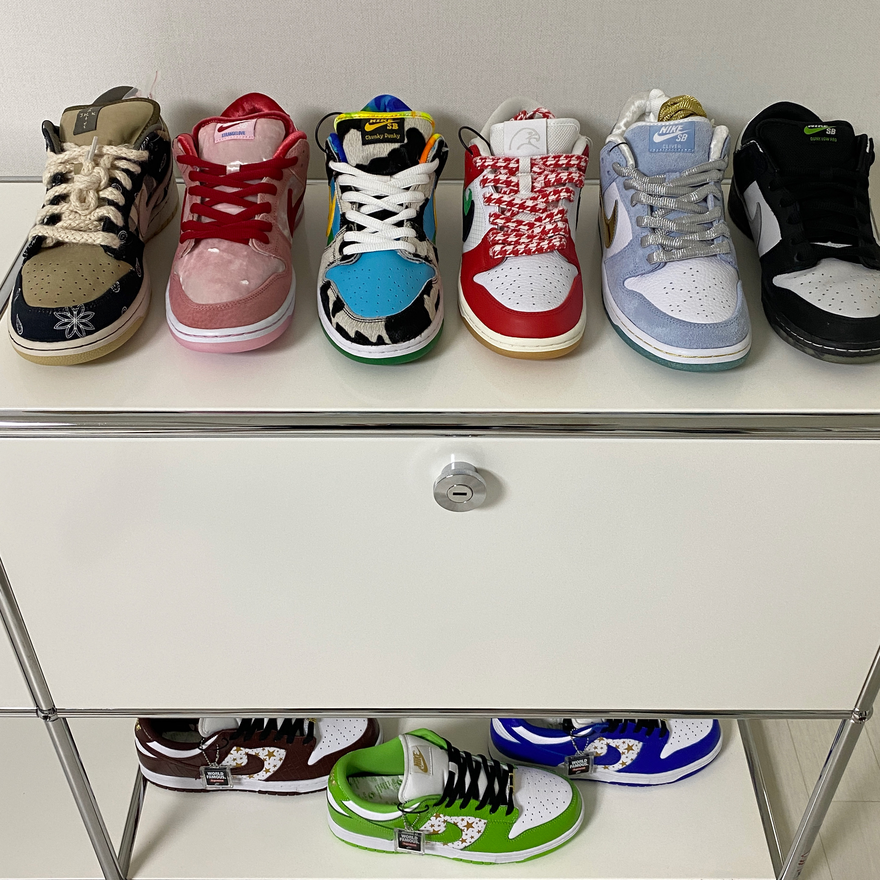 Nike x Travis Scott SB Dunk Low, Nike x StrangeLove SB Dunk Low Pink (Regular Box) 착용 스타일