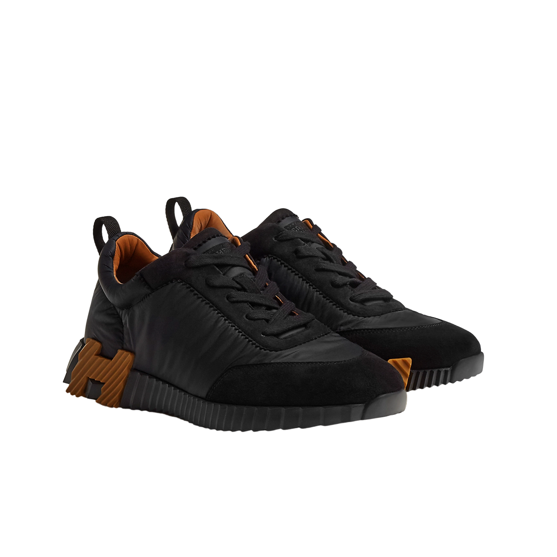 에르메스 바운싱 스니커즈 파라슈트 패브릭 스웨이드 고트스킨 & 누아 H 미엘(Hermes Bouncing Sneakers Parachute Fabric Suede Goatskin & Noir H Miel) - 2