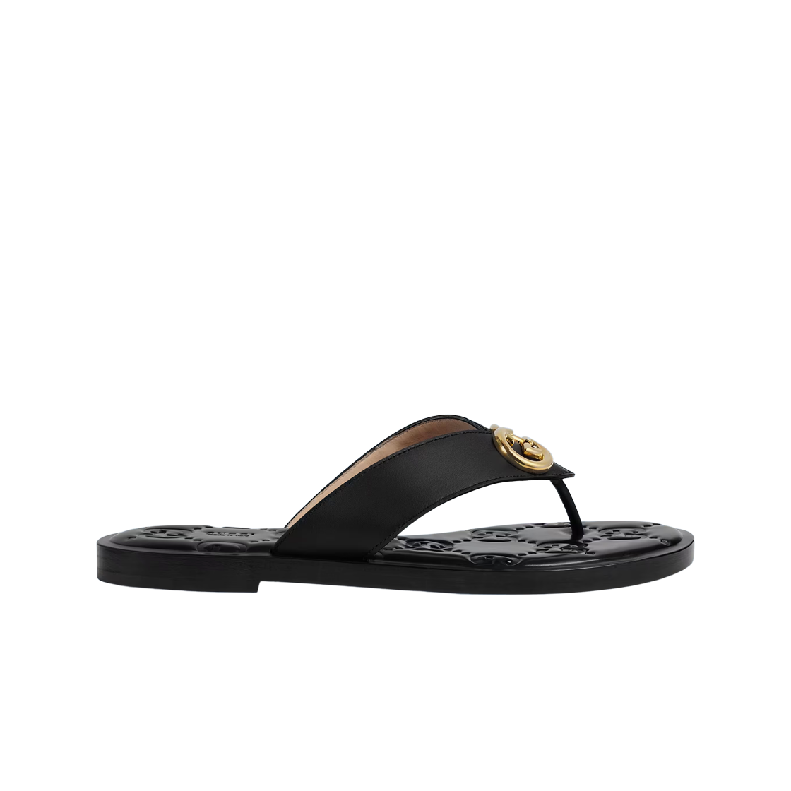 (W) 구찌 인터로킹 G T-스트랩 샌들 블랙((W) Gucci Interlocking G T-Strap Sandal Black) - 1