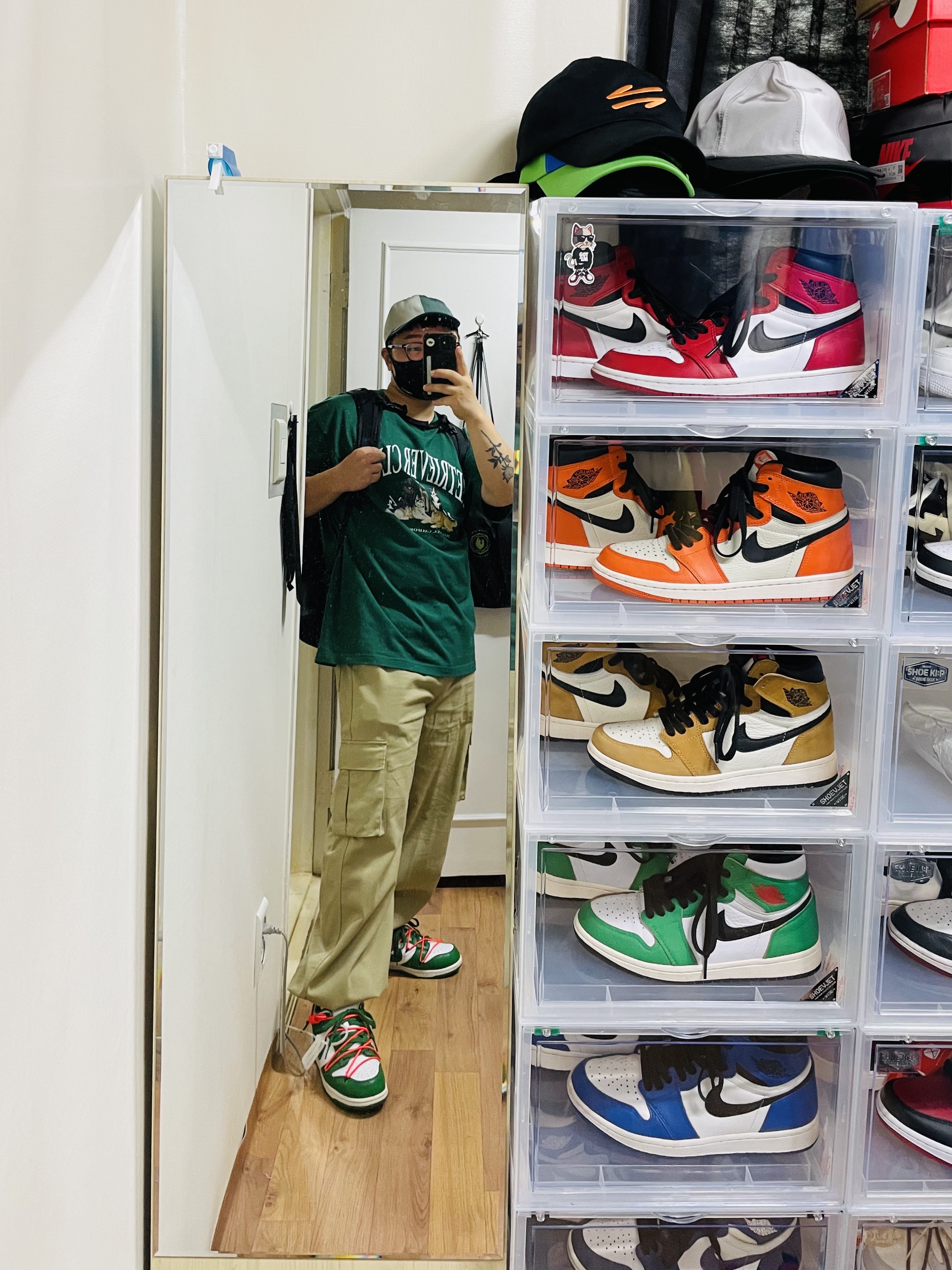 Nike x Off-White Dunk Low Pine Green 착용 스타일 - 3