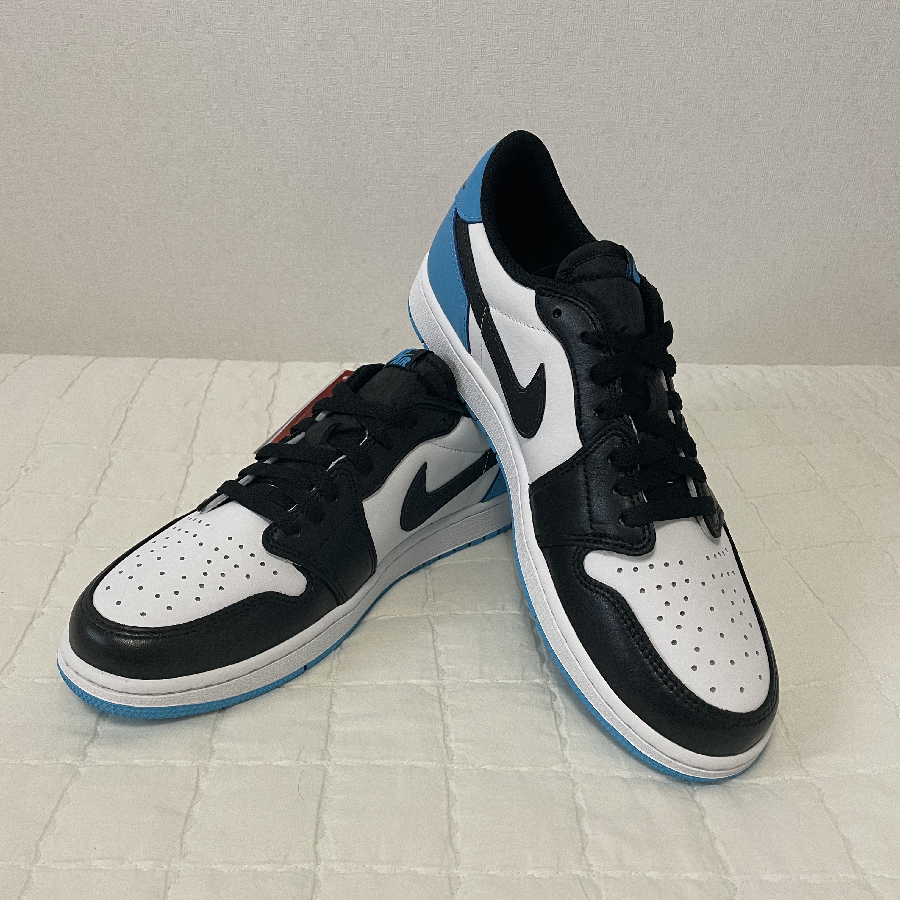 Jordan 1 Retro Low OG Black and Dark Powder Blue 착용 스타일 - 2