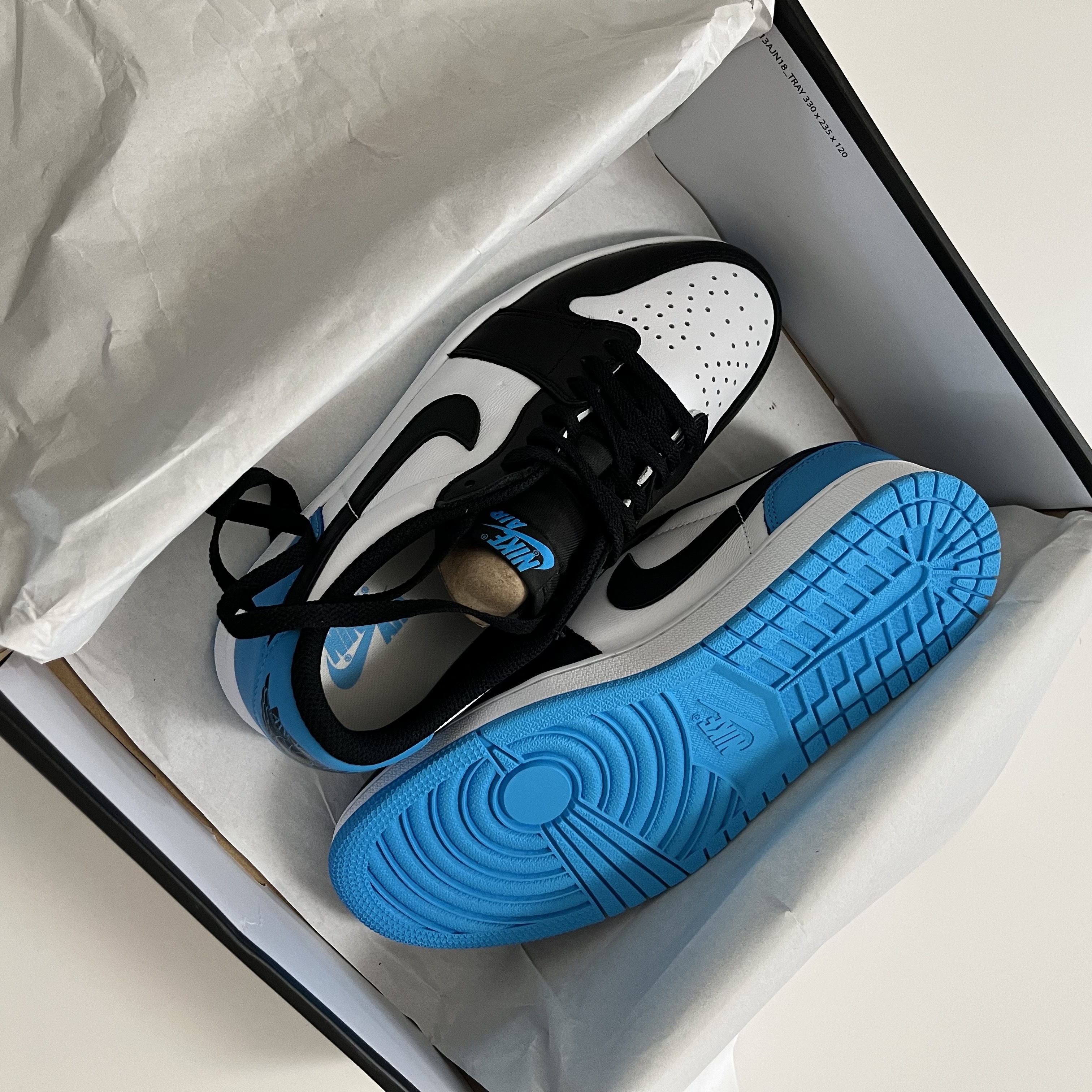 Jordan 1 Retro Low OG Black and Dark Powder Blue 착용 스타일