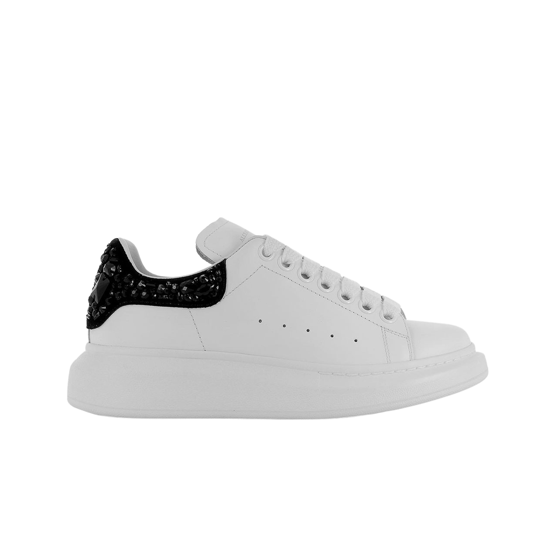 (W) 알렉산더 맥퀸 오버사이즈드 스니커즈 화이트 크리스탈 블랙 스웨이드((W) Alexander McQueen Oversized Sneakers White Crystal Black Suede) - 1