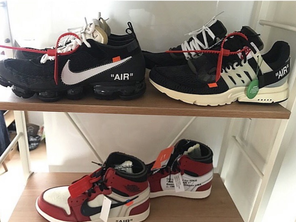 Jordan 1 x Off-White Retro High Chicago The Ten, Nike x Off-White Air VaporMax OG Black The Ten 착용 스타일