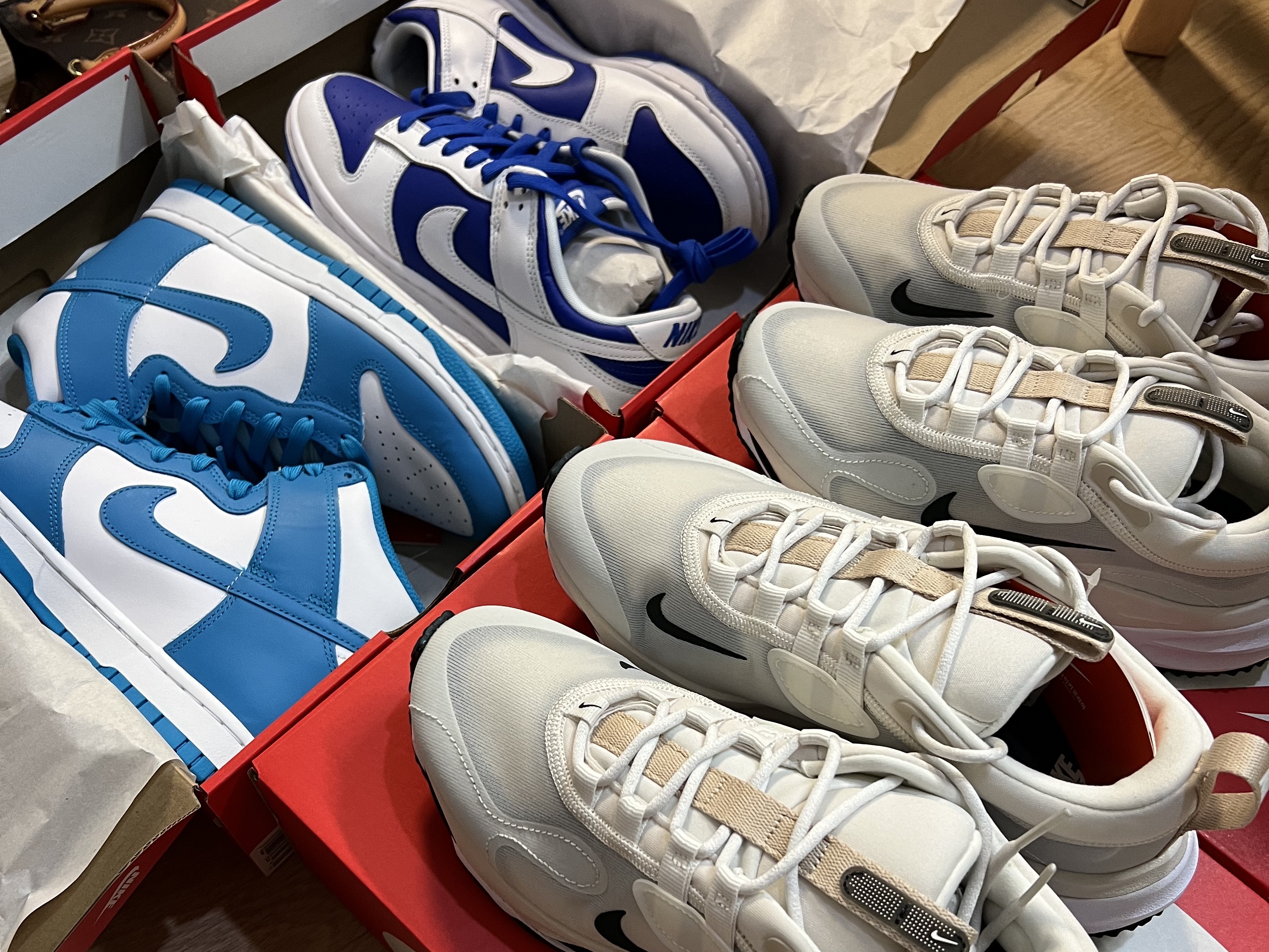 Nike Dunk Low Retro Racer Blue and White, Nike Dunk High Retro Championship Blue 착용 스타일