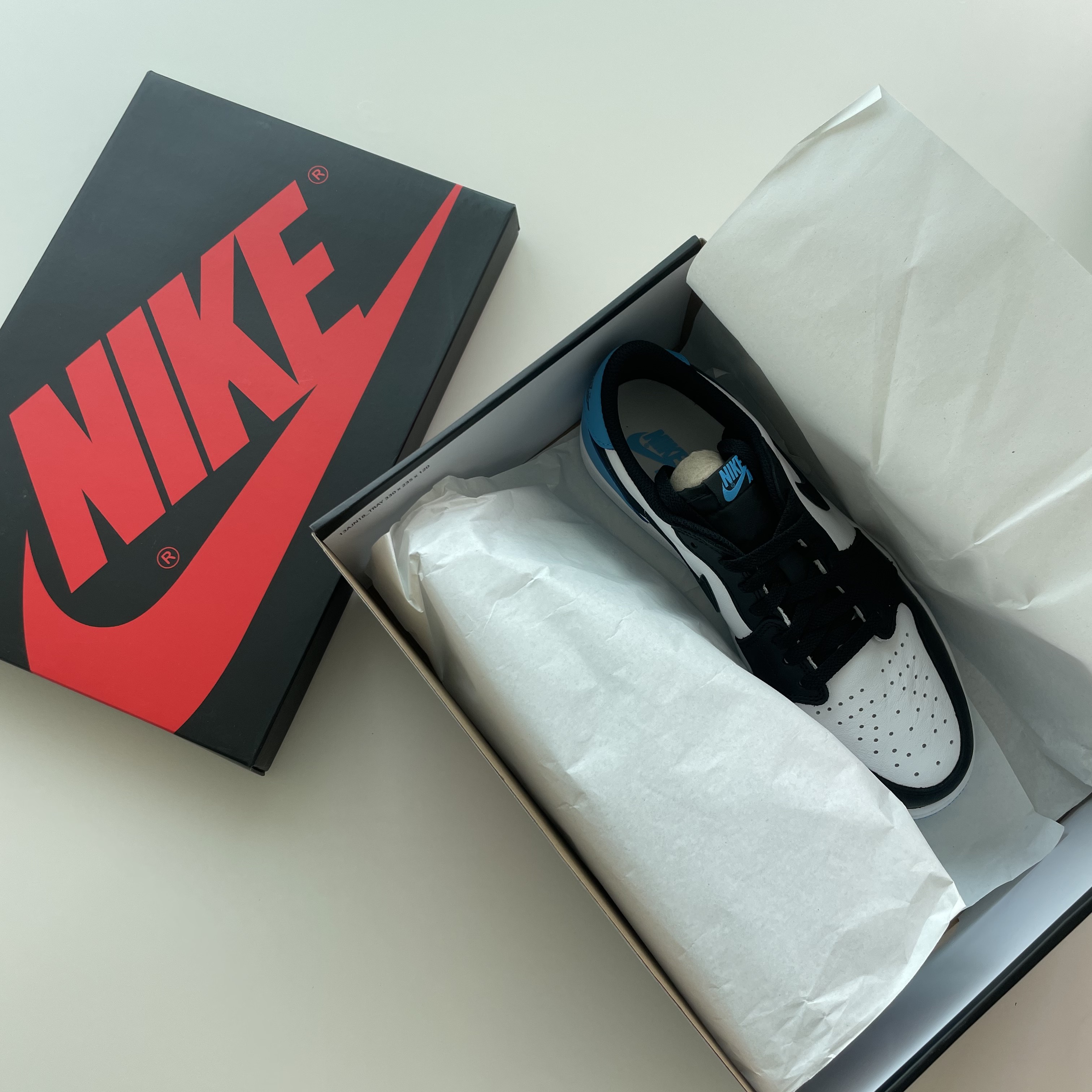 Jordan 1 Retro Low OG Black and Dark Powder Blue 착용 스타일 - 3