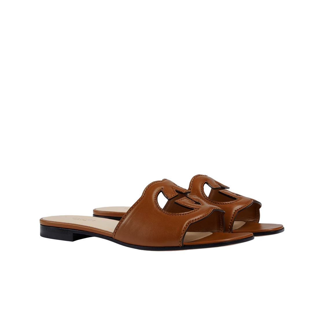 (W) 구찌 인터로킹 G 컷아웃 레더 슬라이드 샌들 뀌르((W) Gucci Interlocking G Cut-Out Leather Slide Sandal Cuir) - 2