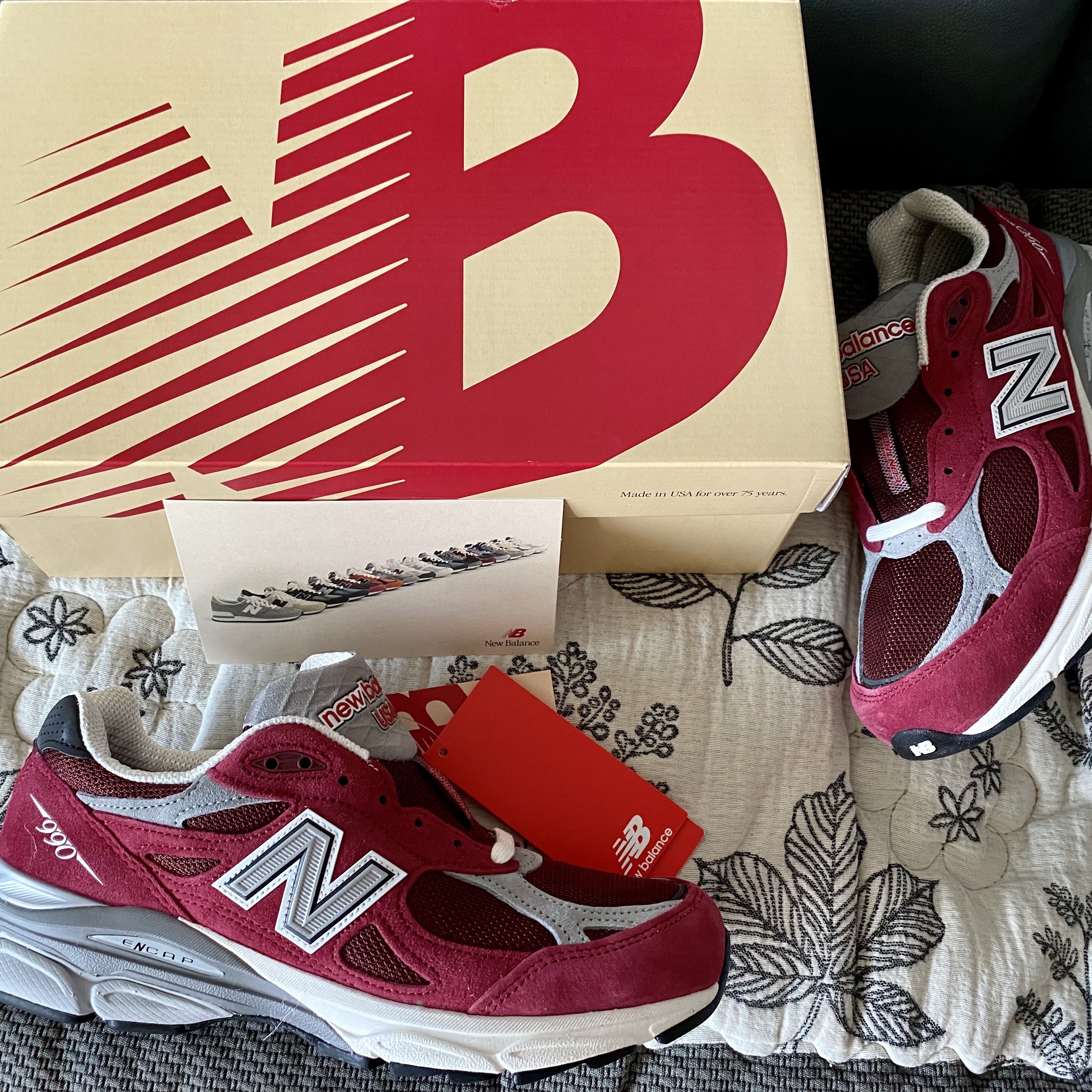 New Balance 990v3 Made in USA Scarlet Marblehead 착용 스타일 - 3