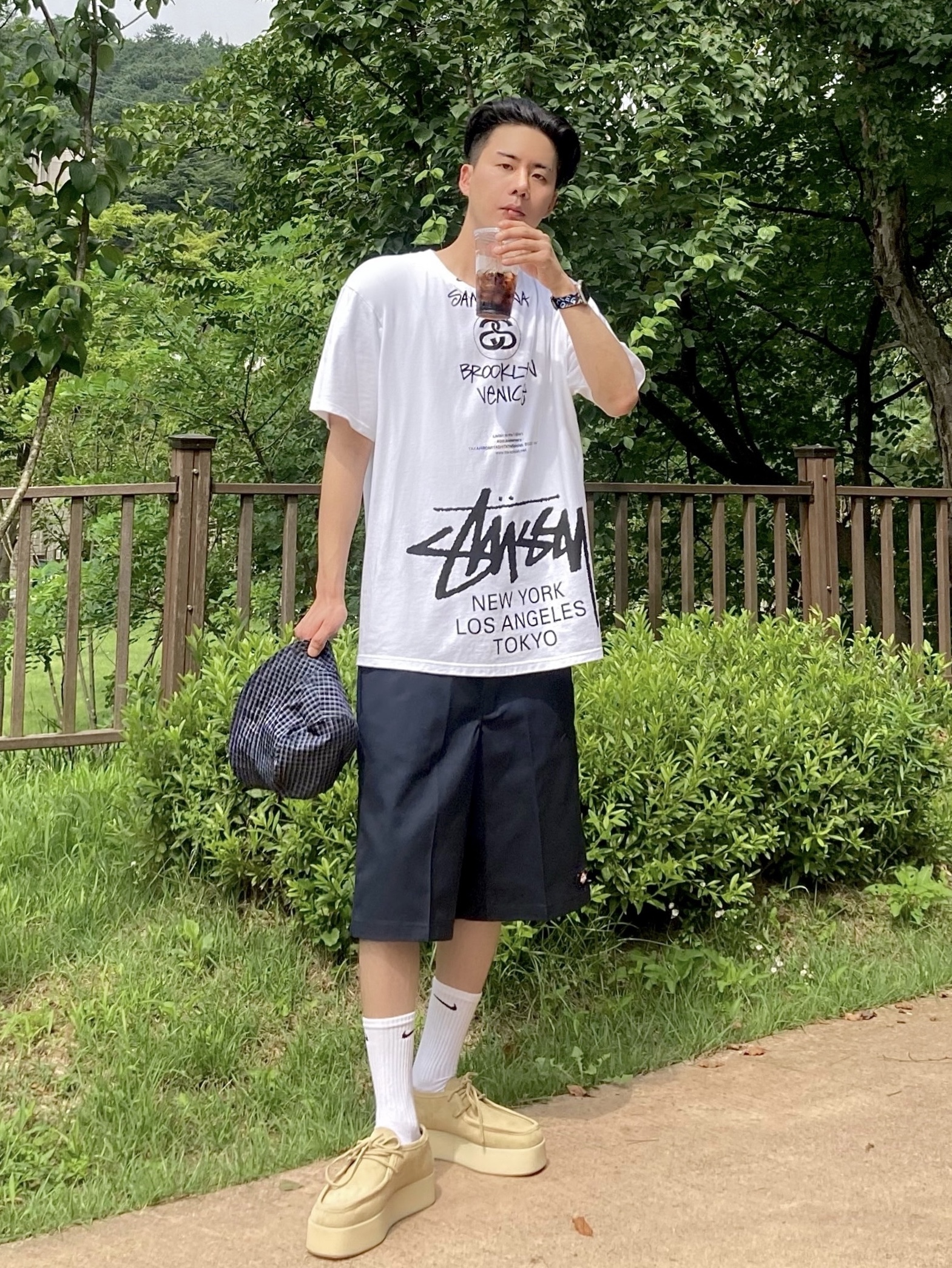Stussy x Takahiromiyashita The Soloist 40 WT T-Shirt 착용 스타일