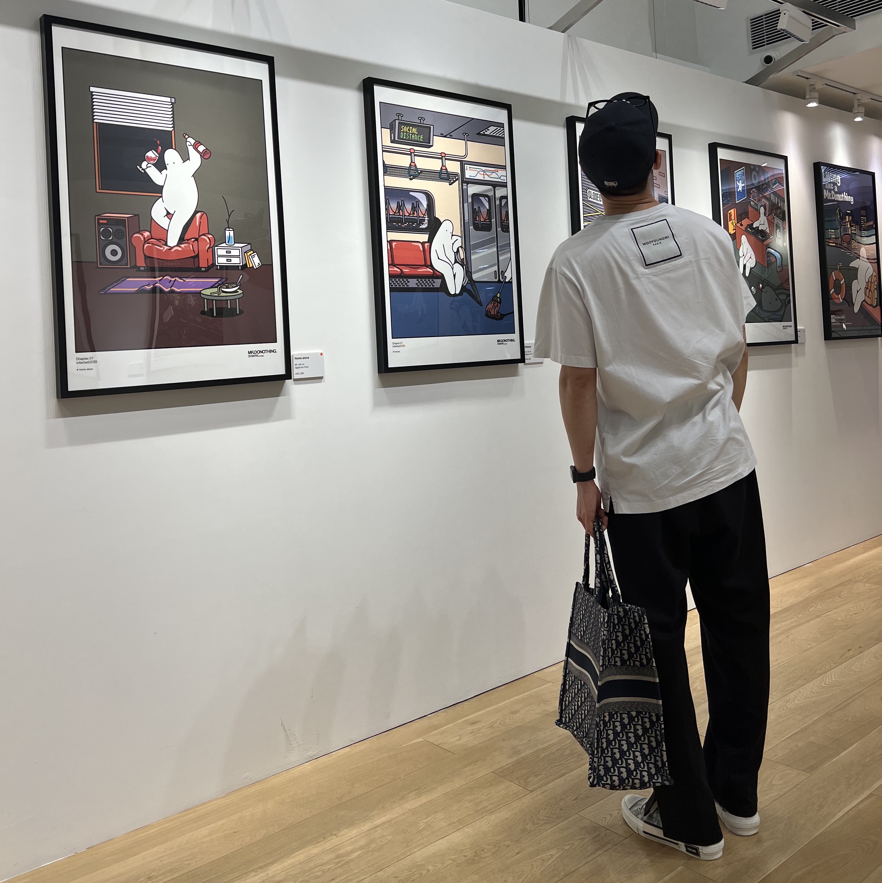 Dior B23 Low Dior Oblique White & Black, Dior Large Book Tote Blue Dior Oblique Embroidery 착용 스타일 - 1