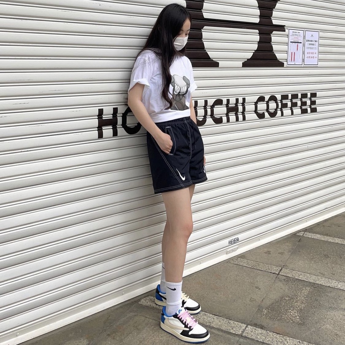 Jordan 1 x Travis Scott x Fragment Retro Low OG SP Military Blue 착용 스타일