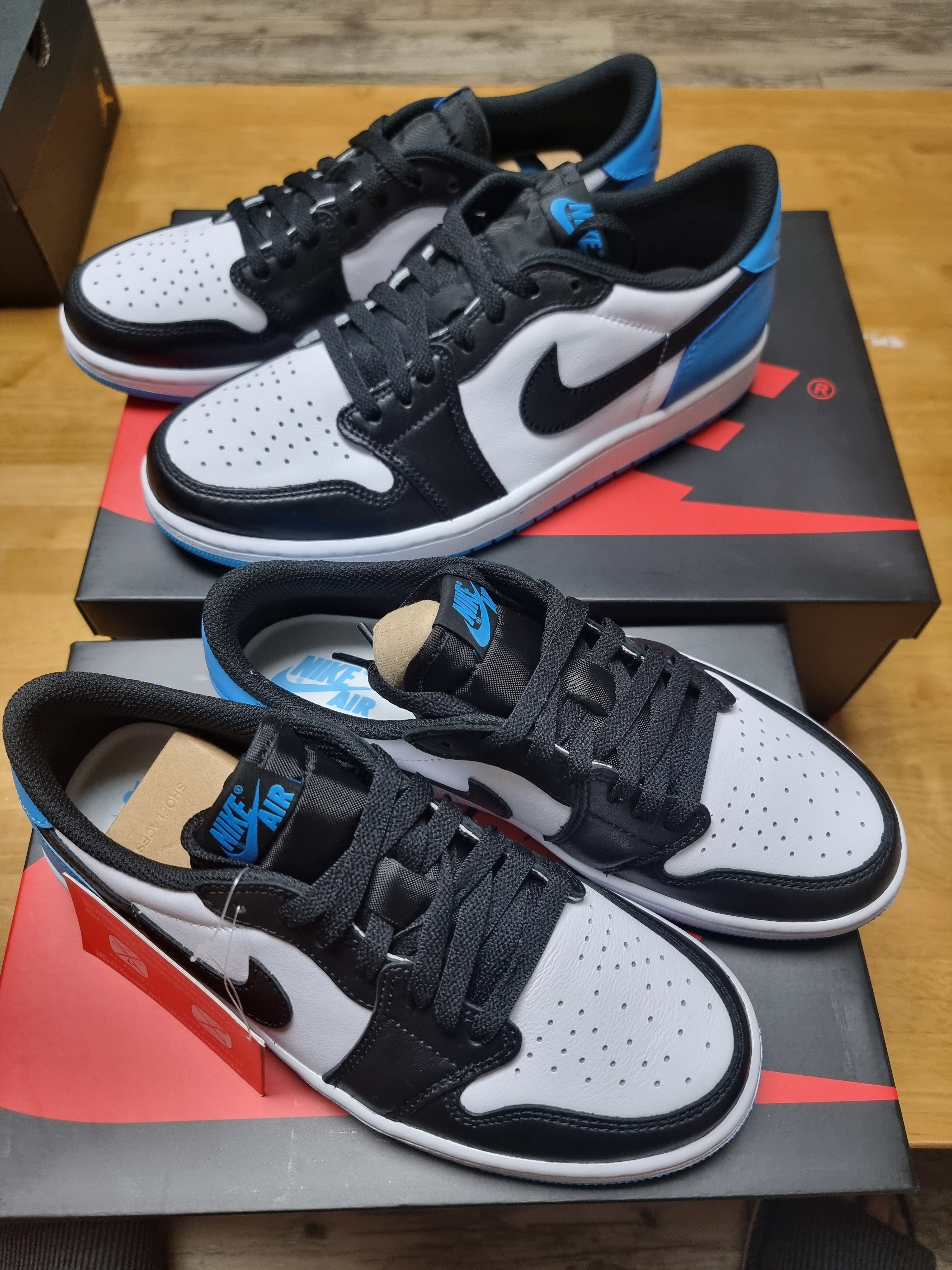 Jordan 1 Retro Low OG Black and Dark Powder Blue, (W) Jordan 1 Retro Low OG Black and Dark Powder Blue 착용 스타일