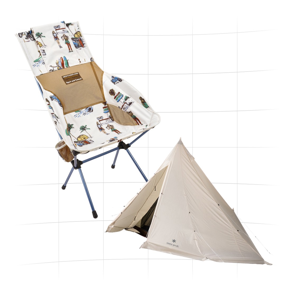 Helinox x Heritagefloss Savanna Chair + Snow Peak Tarp Extension Tent 4