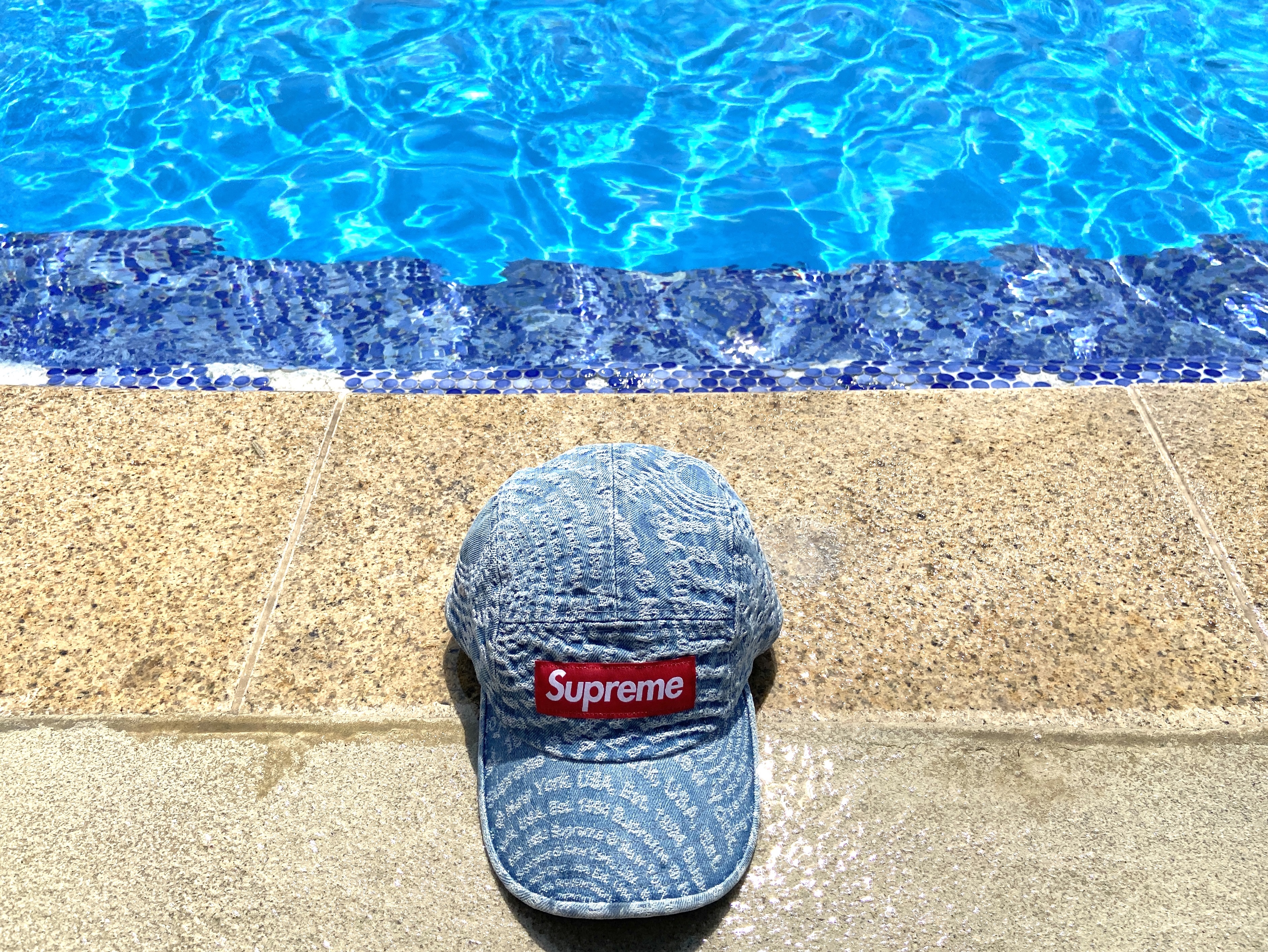 Supreme Circles Jacquard Denim Camp Cap Blue - 21FW 착용 스타일