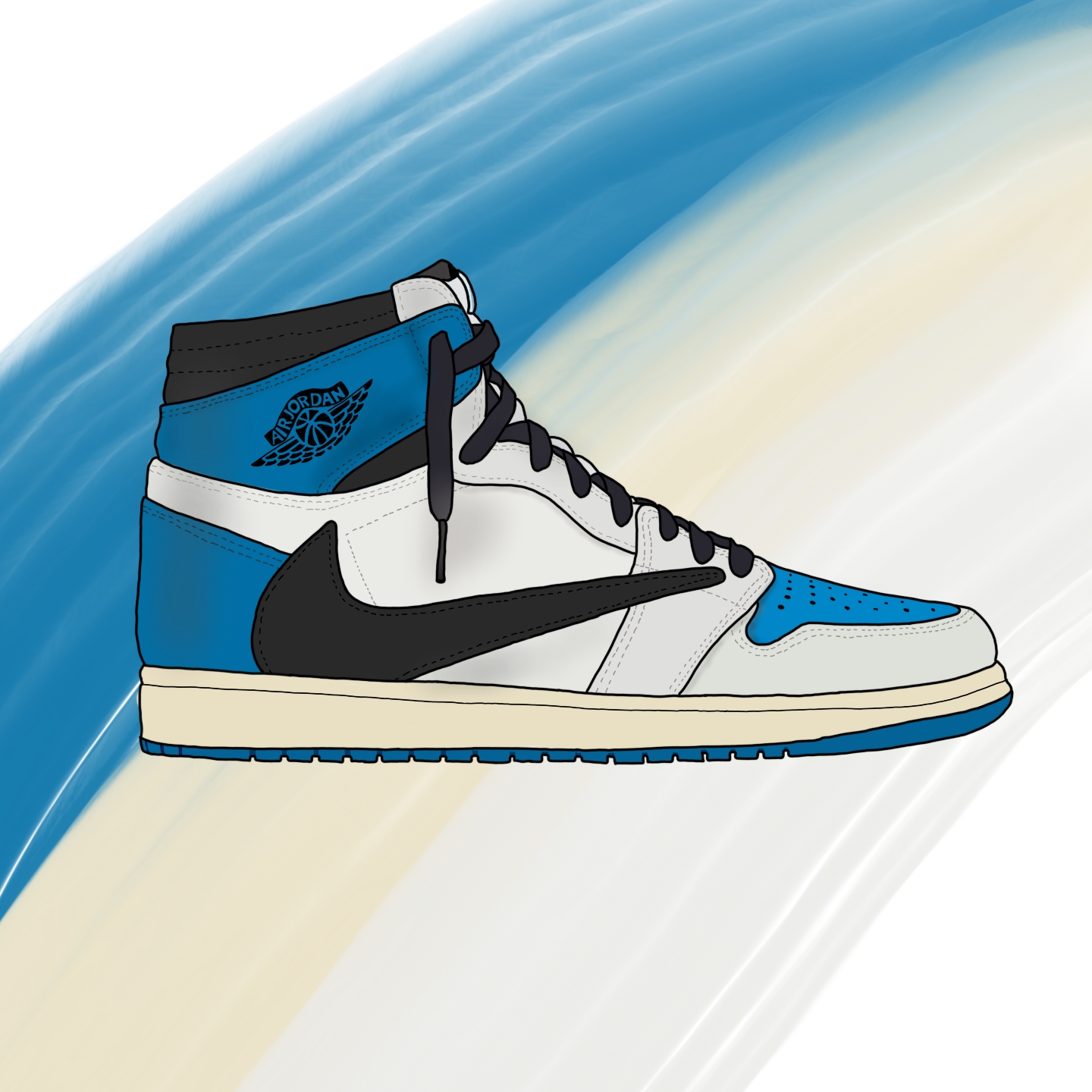 Jordan 1 x Travis Scott x Fragment Retro High OG SP Military Blue 착용 스타일