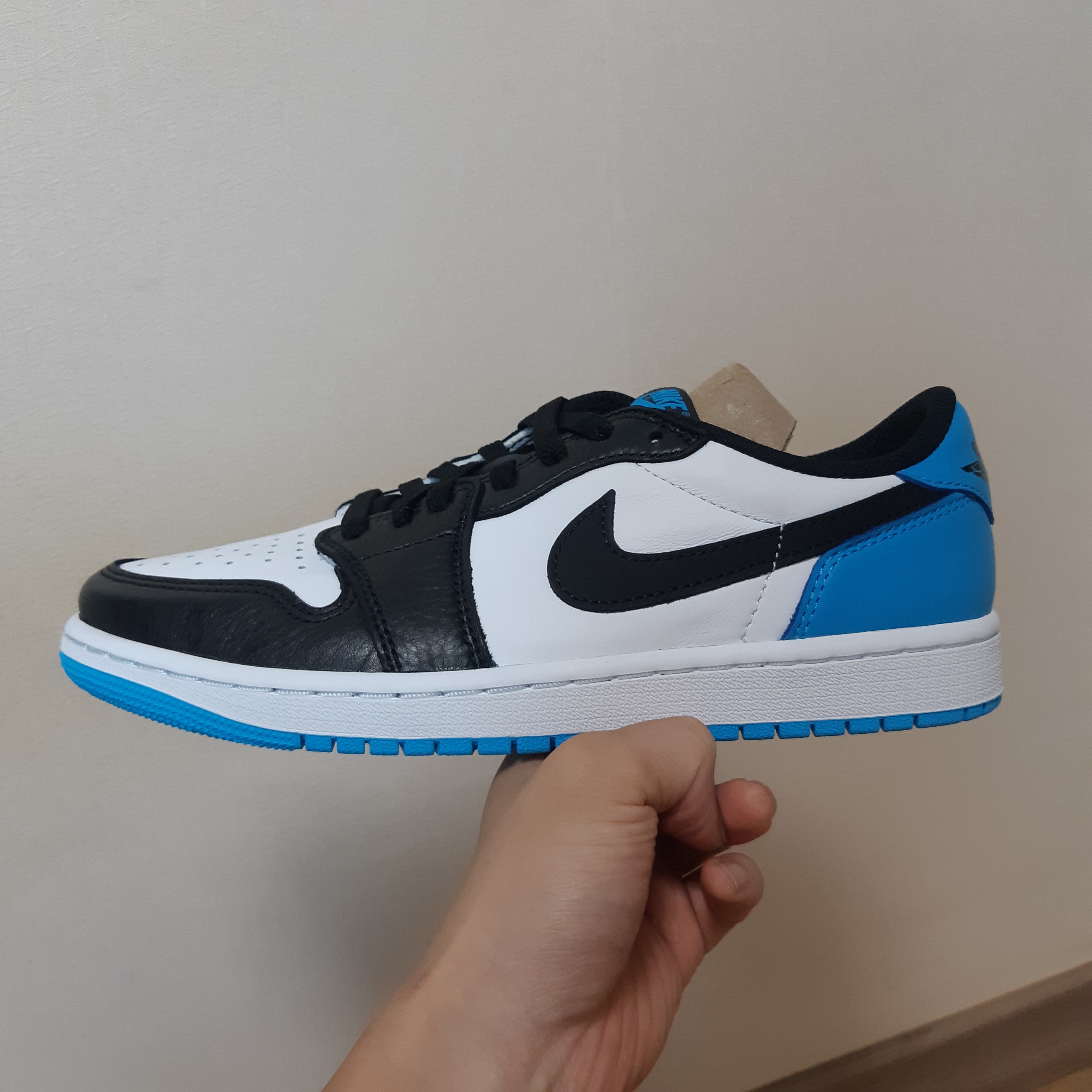 Jordan 1 Retro Low OG Black and Dark Powder Blue 착용 스타일