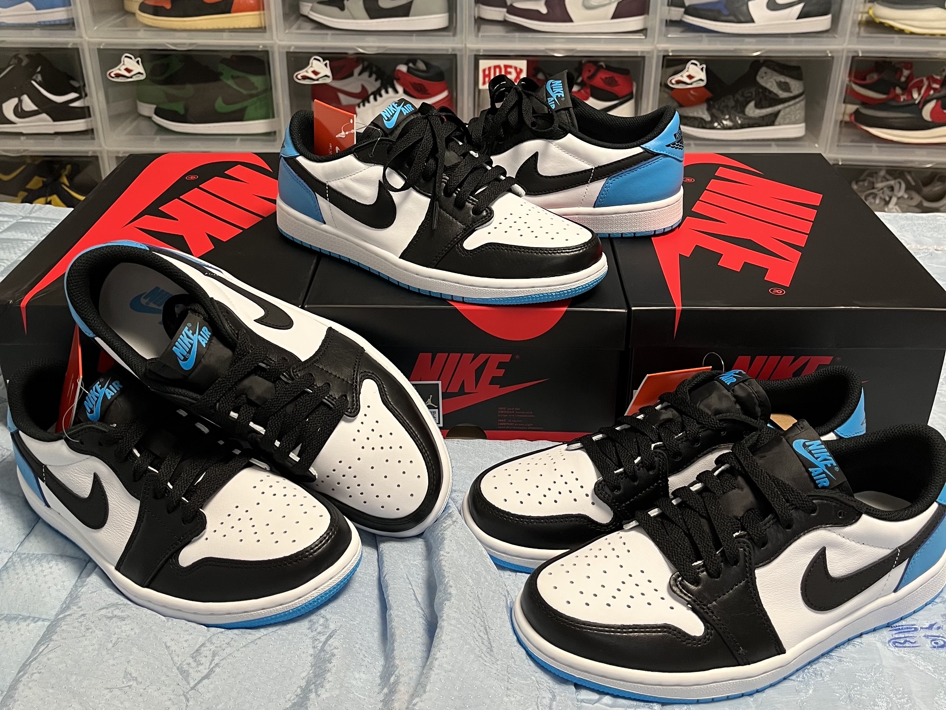 Jordan 1 Retro Low OG Black and Dark Powder Blue 착용 스타일