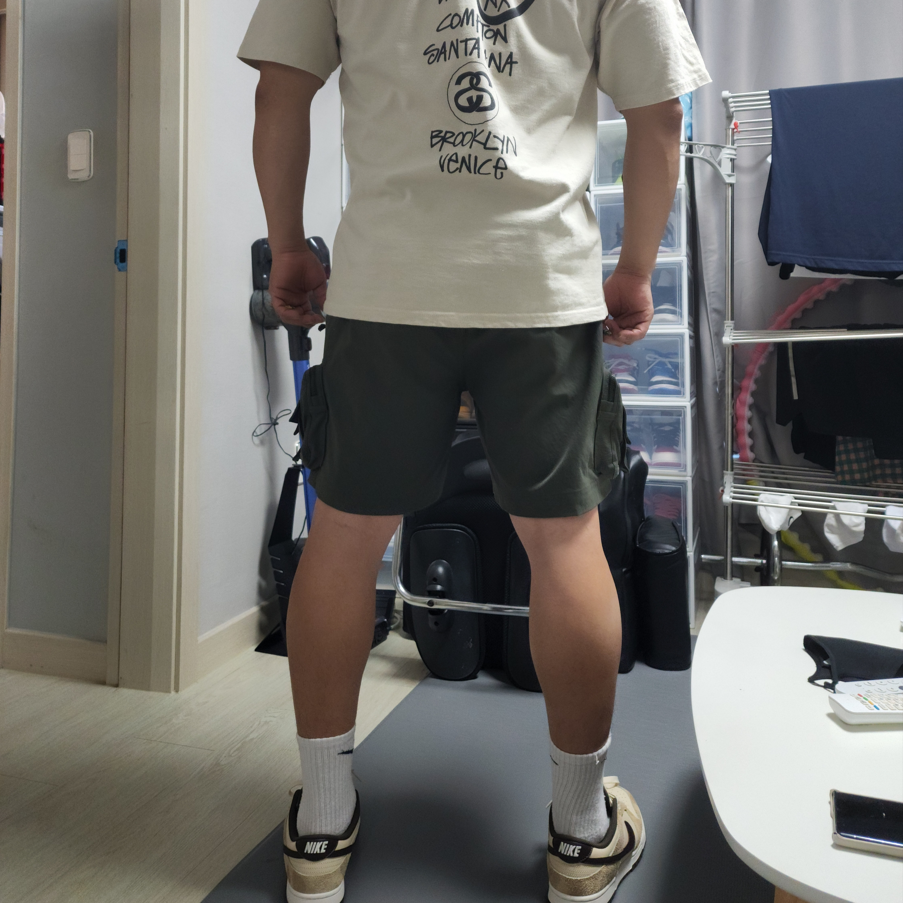Stussy World Tour T-Shirt Smoke, Nike Dunk Low Retro PRM Cheetah 착용 스타일 - 2