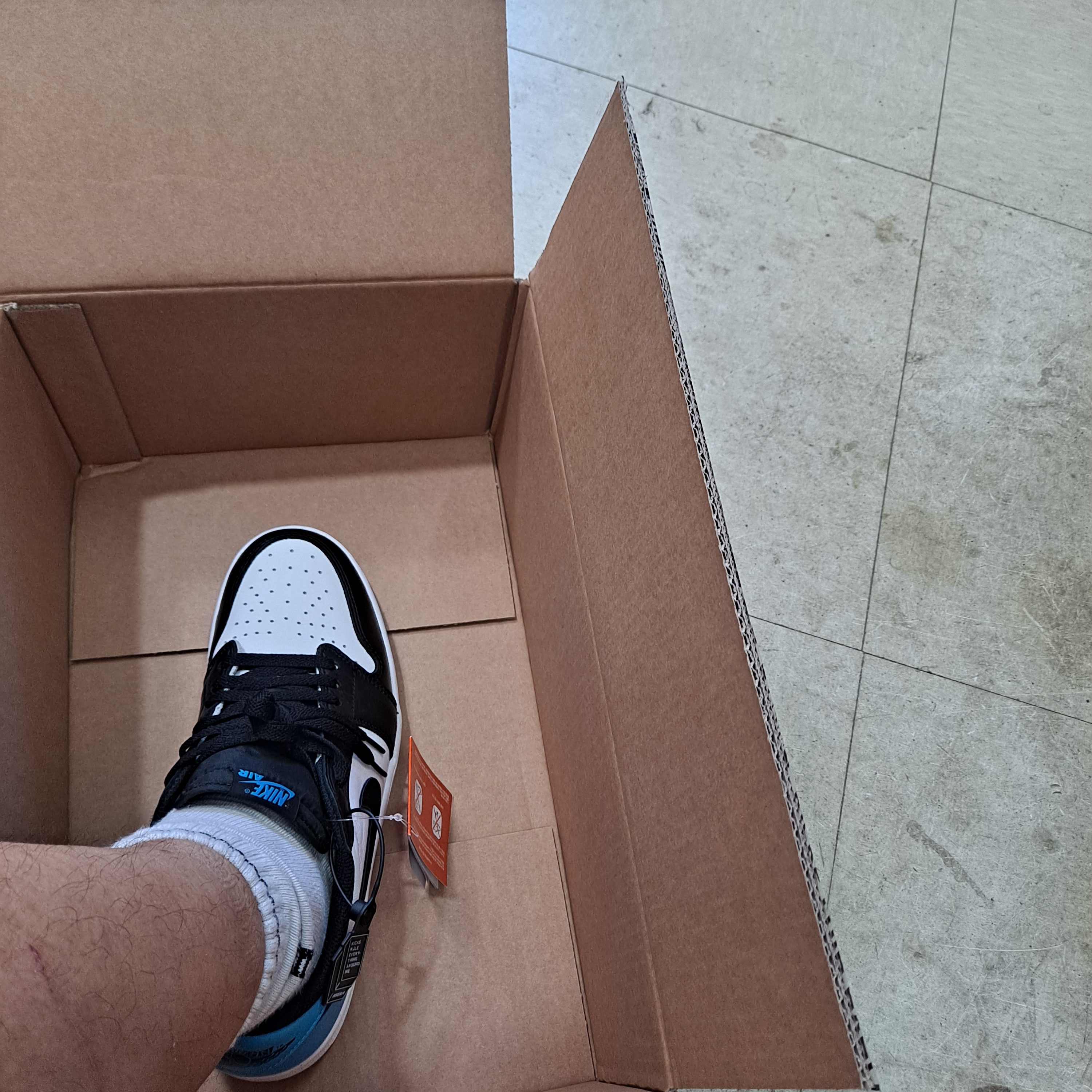 Jordan 1 Retro Low OG Black and Dark Powder Blue 착용 스타일 - 2