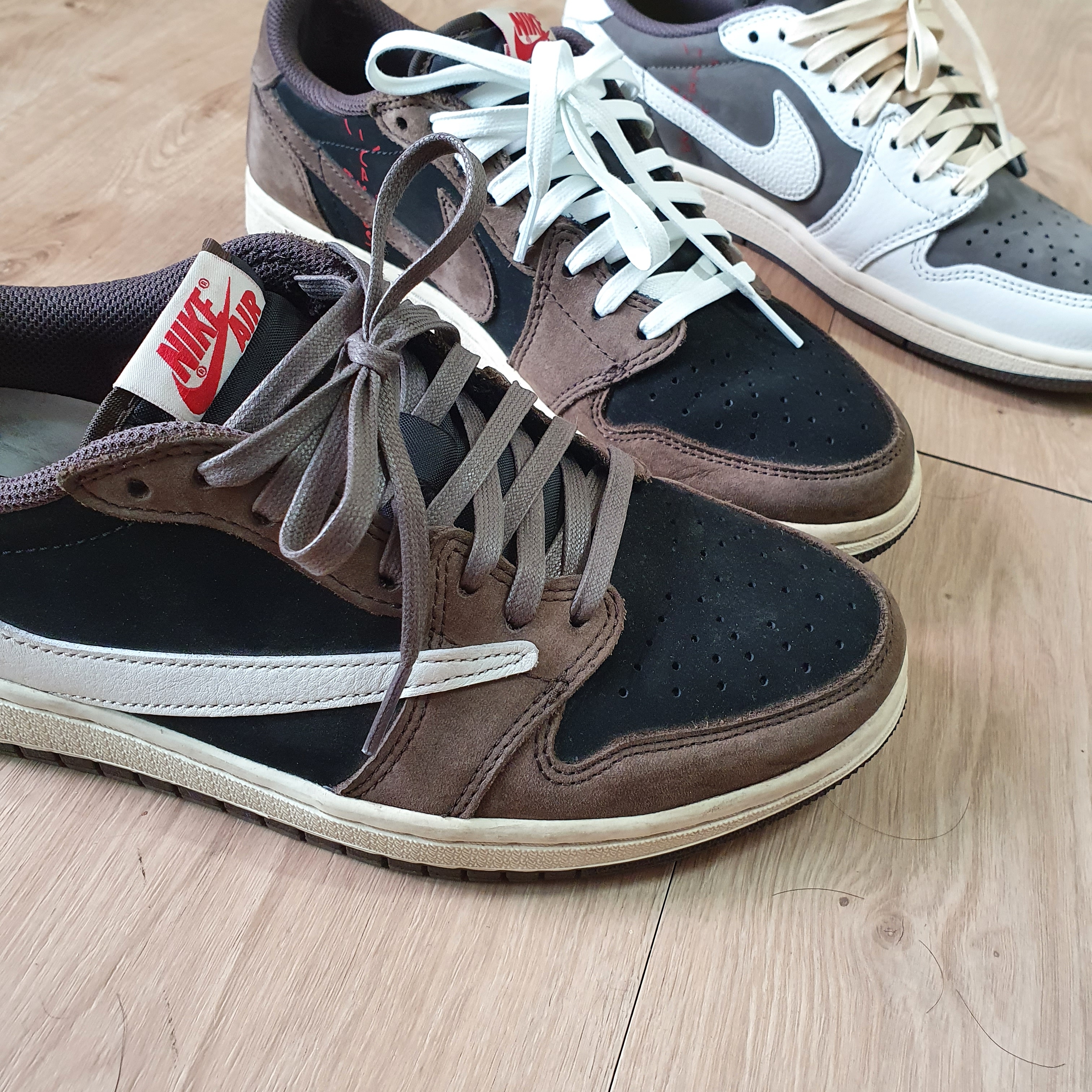 Jordan 1 x Travis Scott Retro Low OG SP Sail and Ridgerock, Jordan 1 x Travis Scott Retro Low OG SP Mocha 착용 스타일