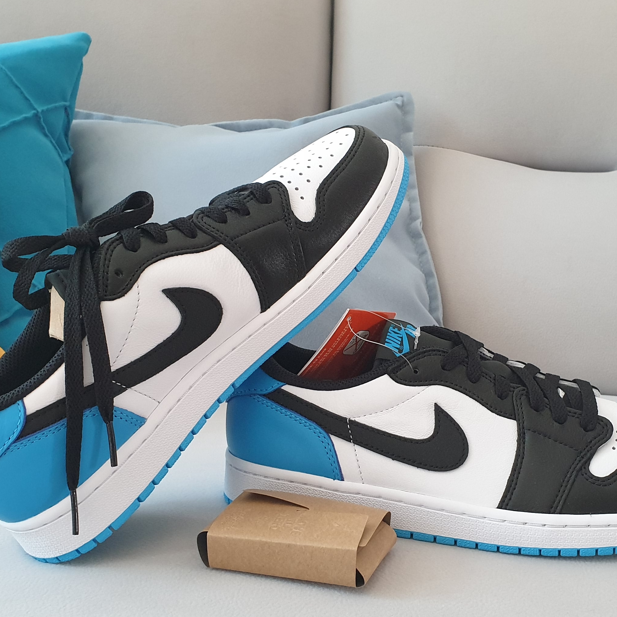 Jordan 1 Retro Low OG Black and Dark Powder Blue 착용 스타일 - 3