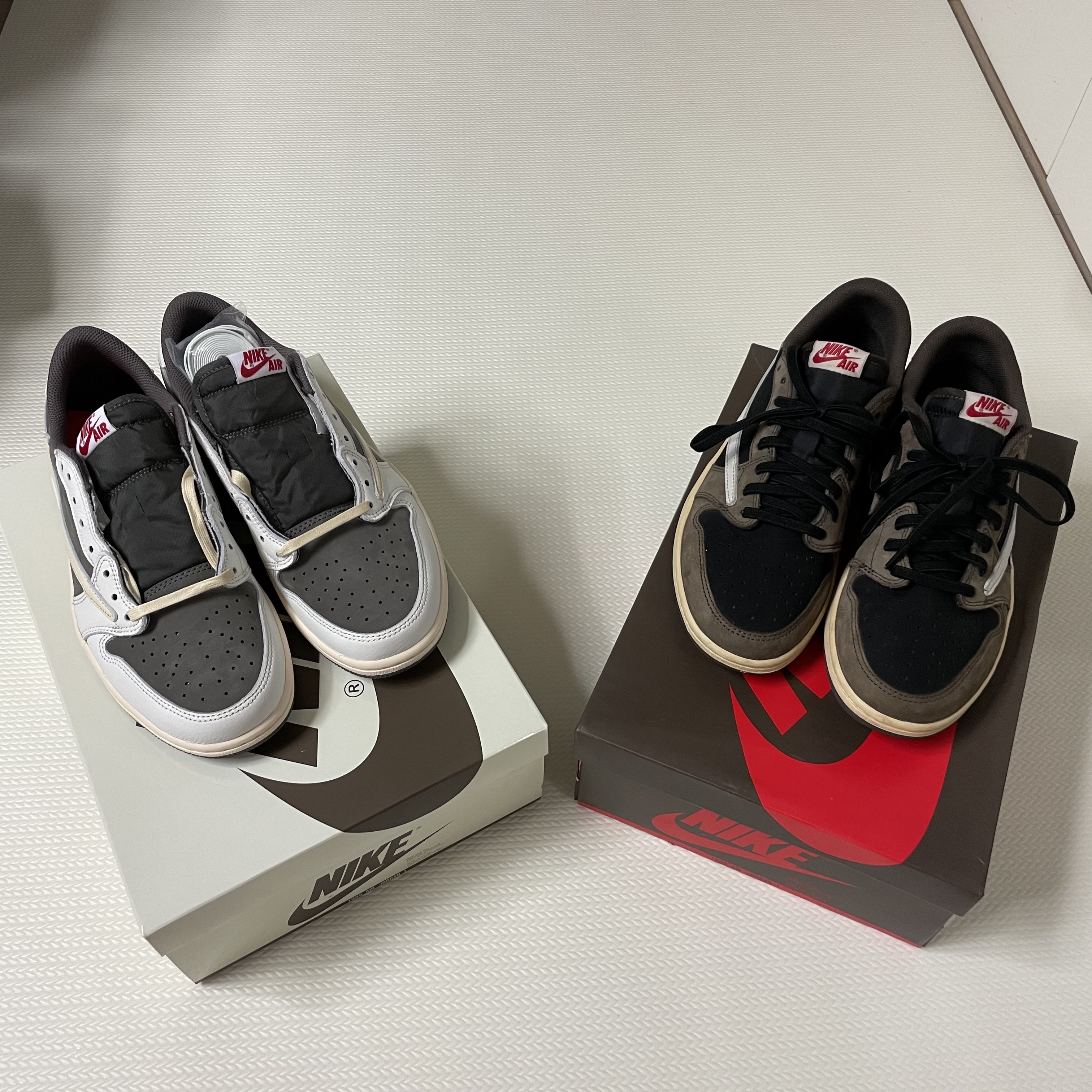 Jordan 1 x Travis Scott Retro Low OG SP Sail and Ridgerock, Jordan 1 x Travis Scott Retro Low OG SP Mocha 착용 스타일 - 4