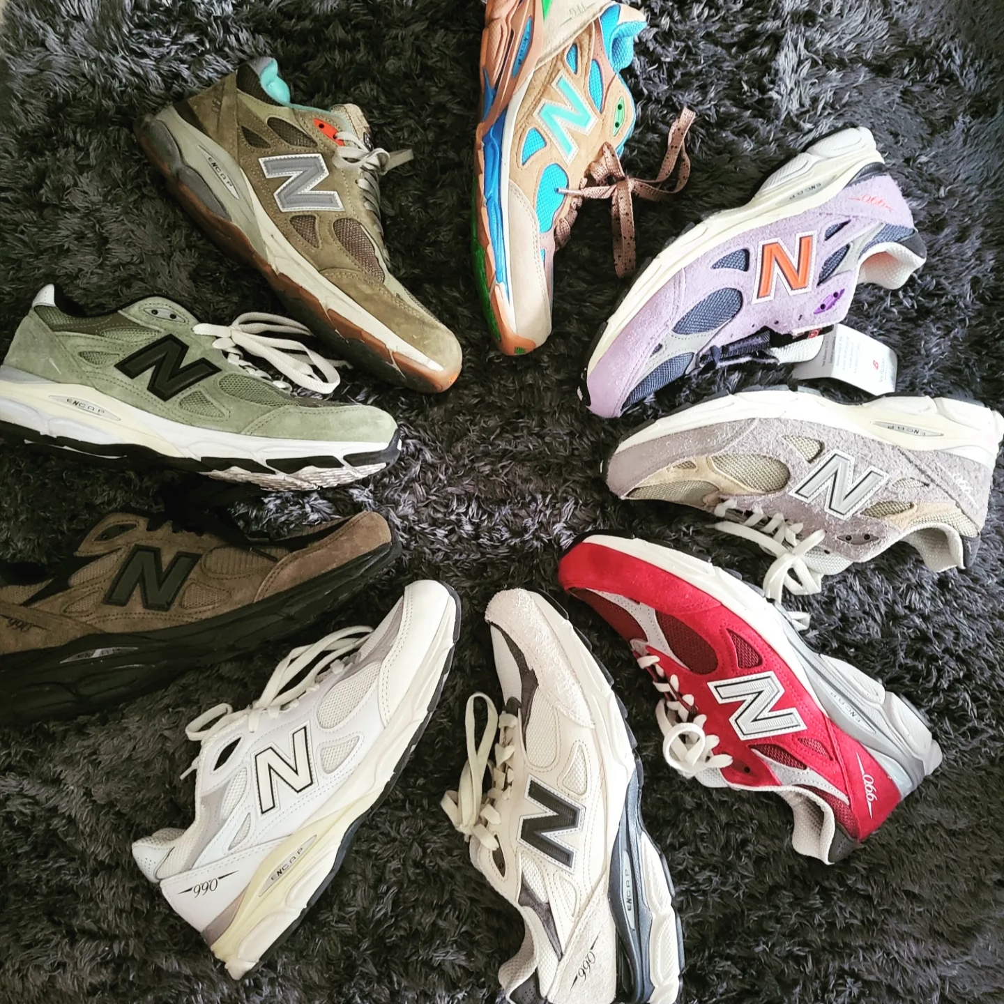 New Balance 990v3 Made in USA Scarlet Marblehead, New Balance 990v3 Made in USA Sea Salt 착용 스타일
